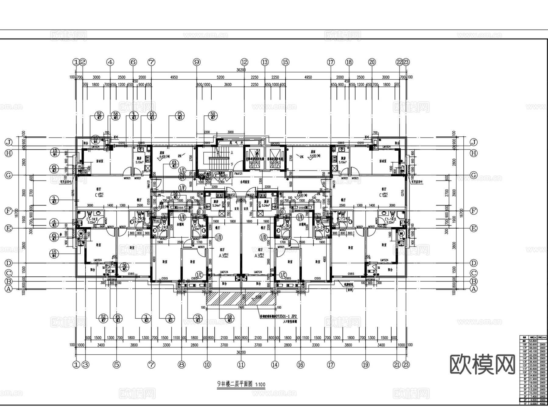 217套住宅户型库CAD平立剖面图cad施工图