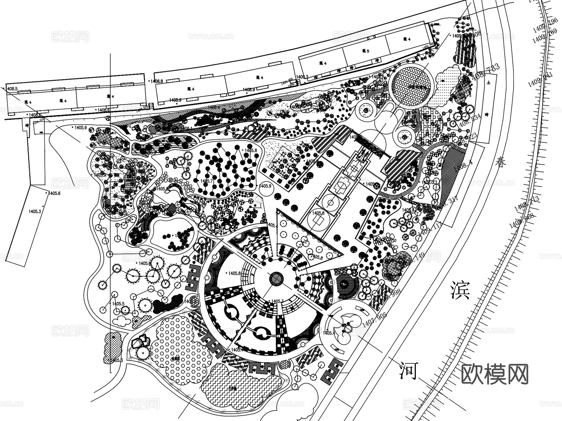 园林景观休闲广场绿地CAD施工图集 100套cad施工图