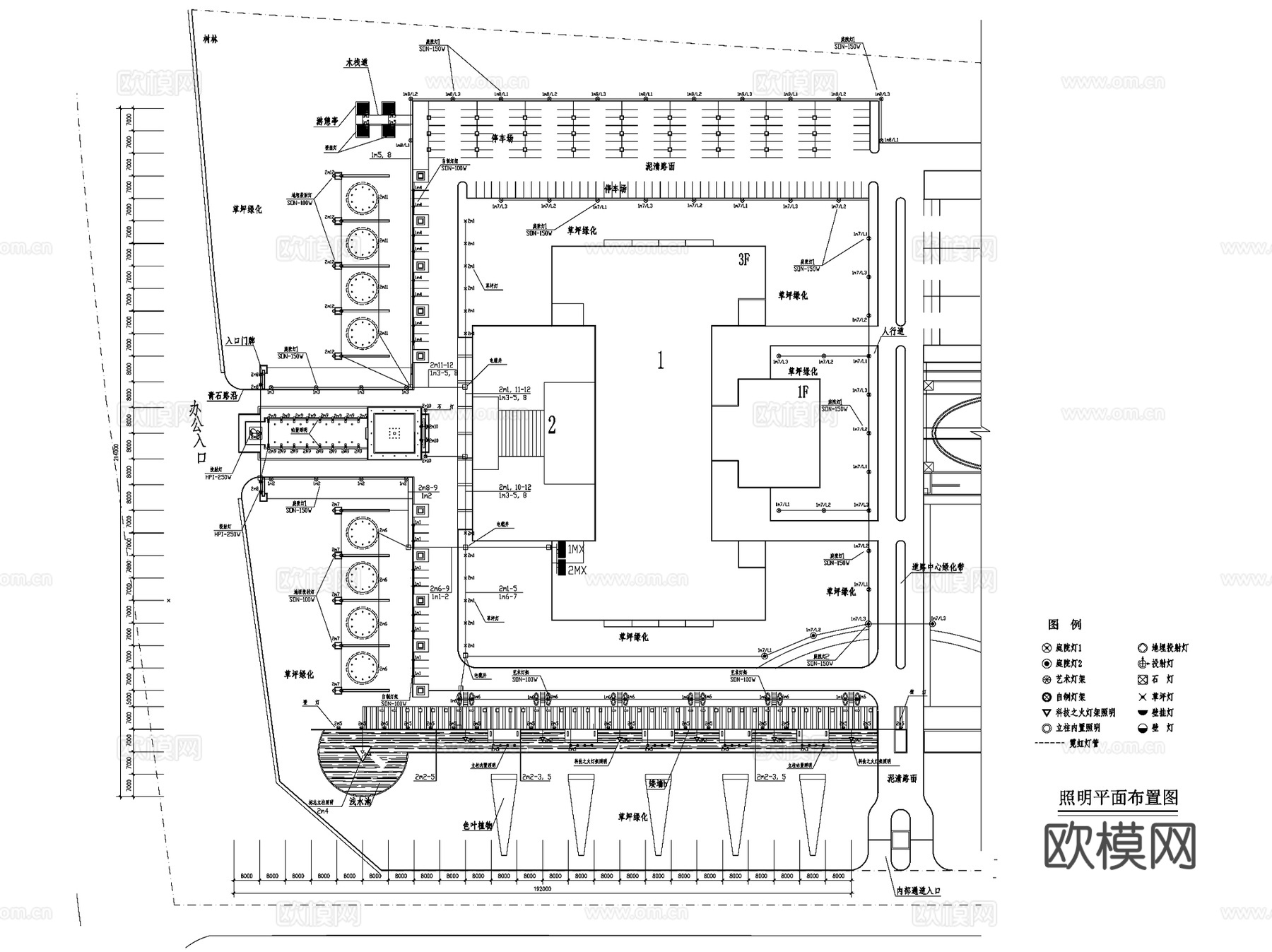 园林景观照明系统灯具布置CAD施工图集 18套cad施工图