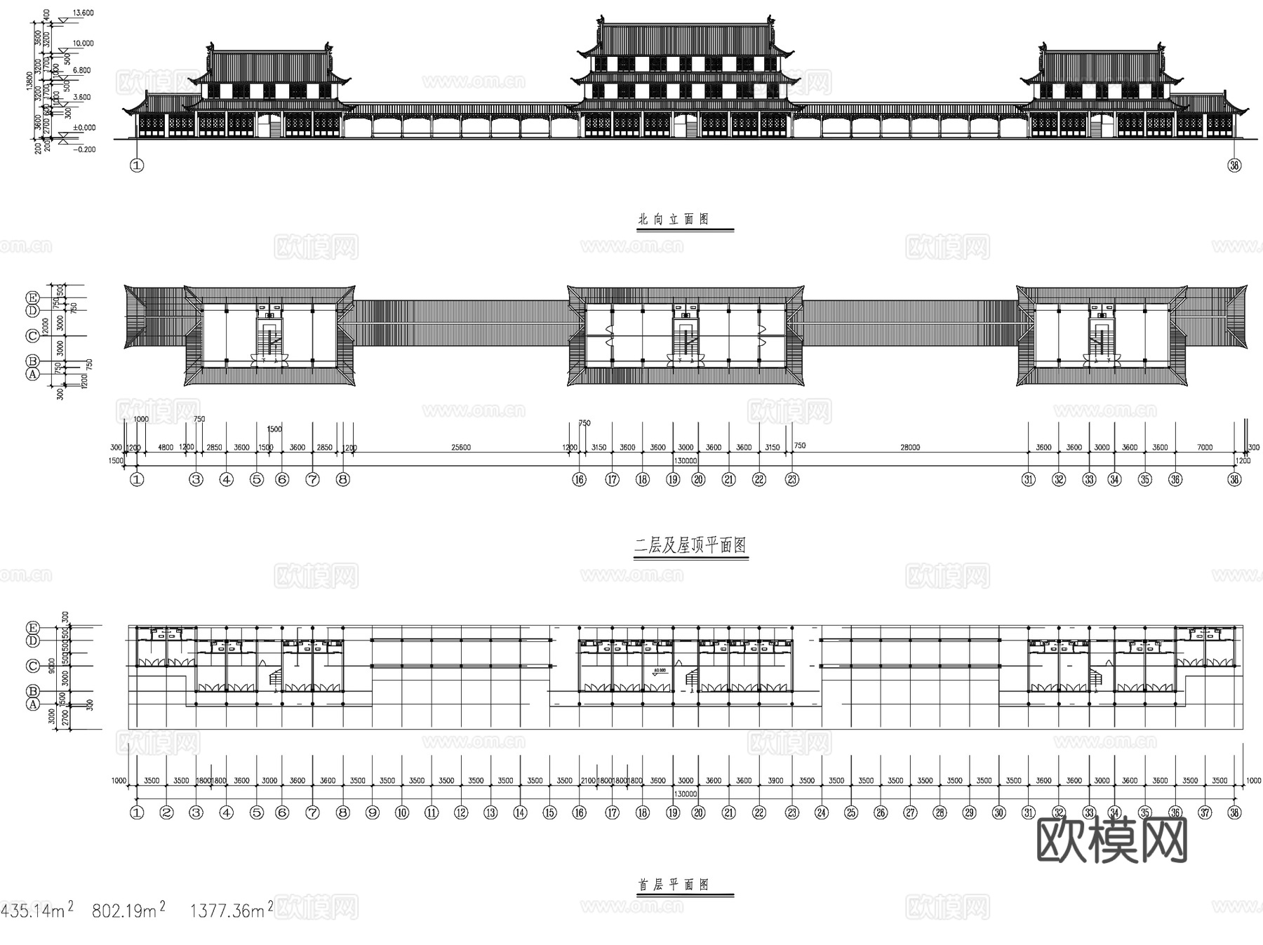 中式景观廊架廊亭通廊长廊CAD施工图集 50套cad施工图