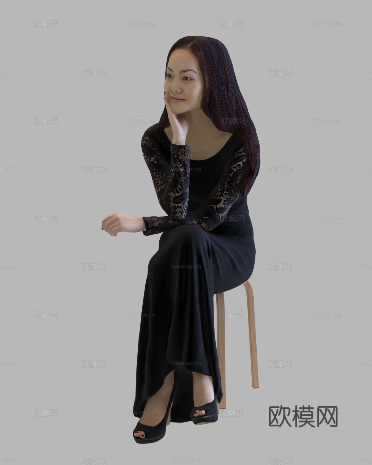 现代人物 三维人物 坐姿女人su模型