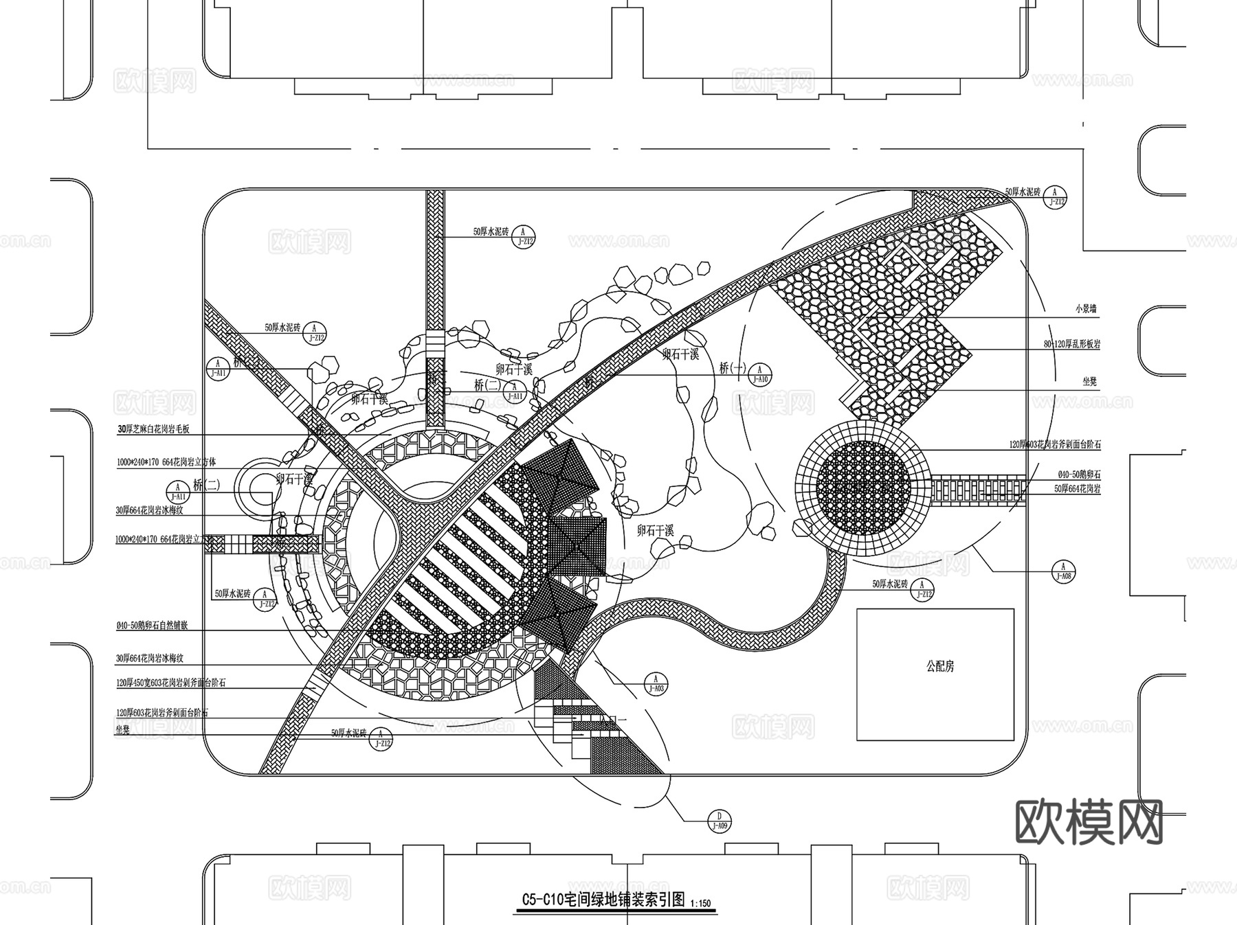 园林景观休闲广场绿地CAD施工图集 100套cad施工图