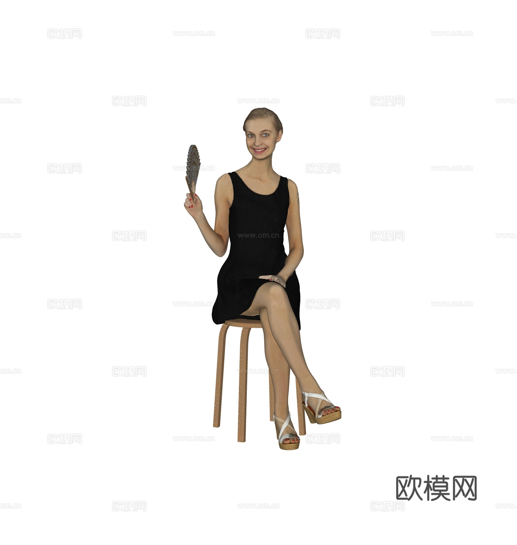 现代人物 三维人物 坐姿女人su模型