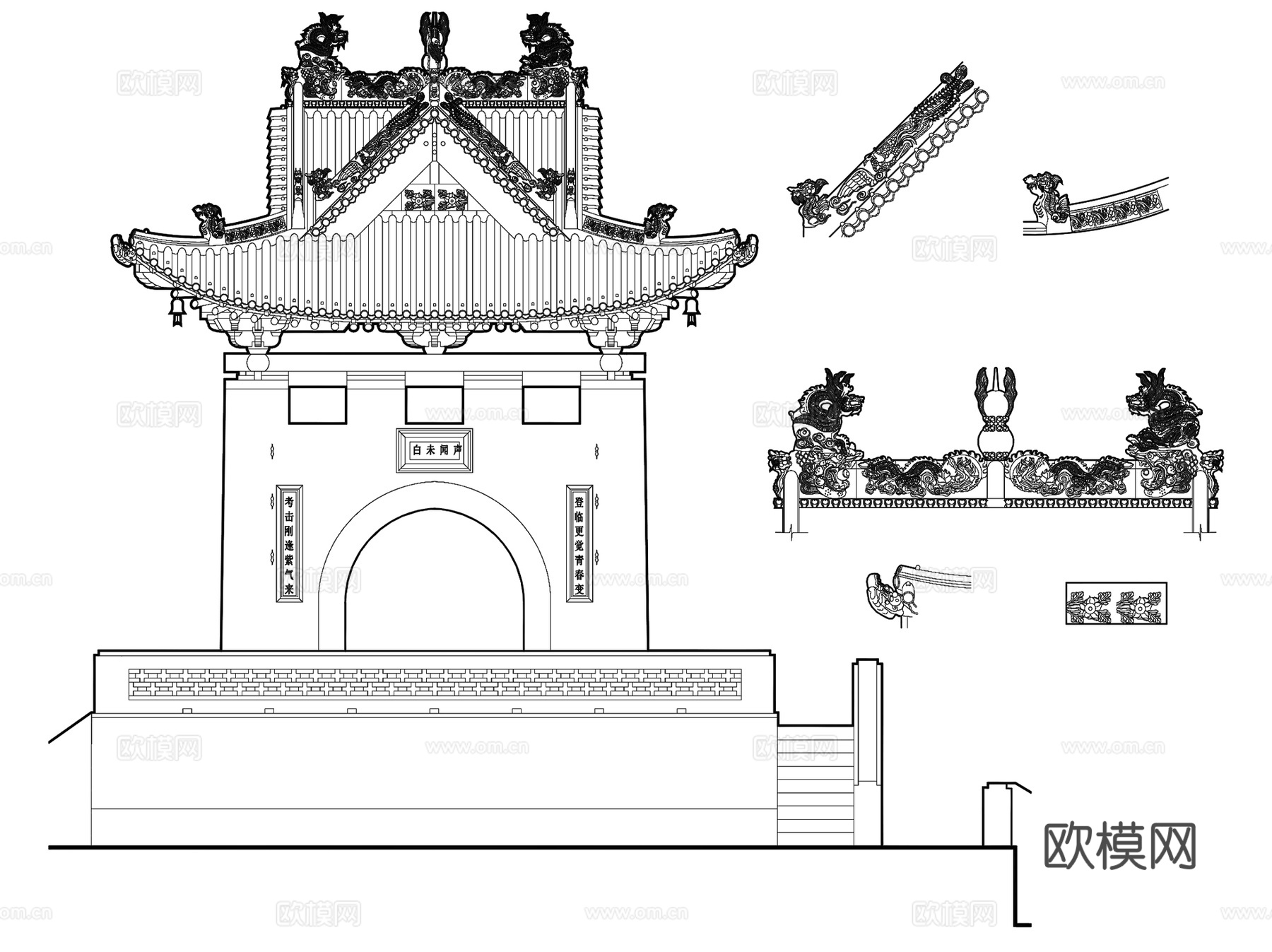 中式古建筑宗教佛寺民居CAD施工图集 35套cad施工图