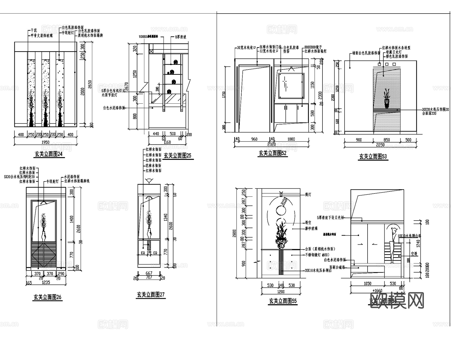 玄关隔断室内装饰节点大样CAD施工图集 160套cad施工图