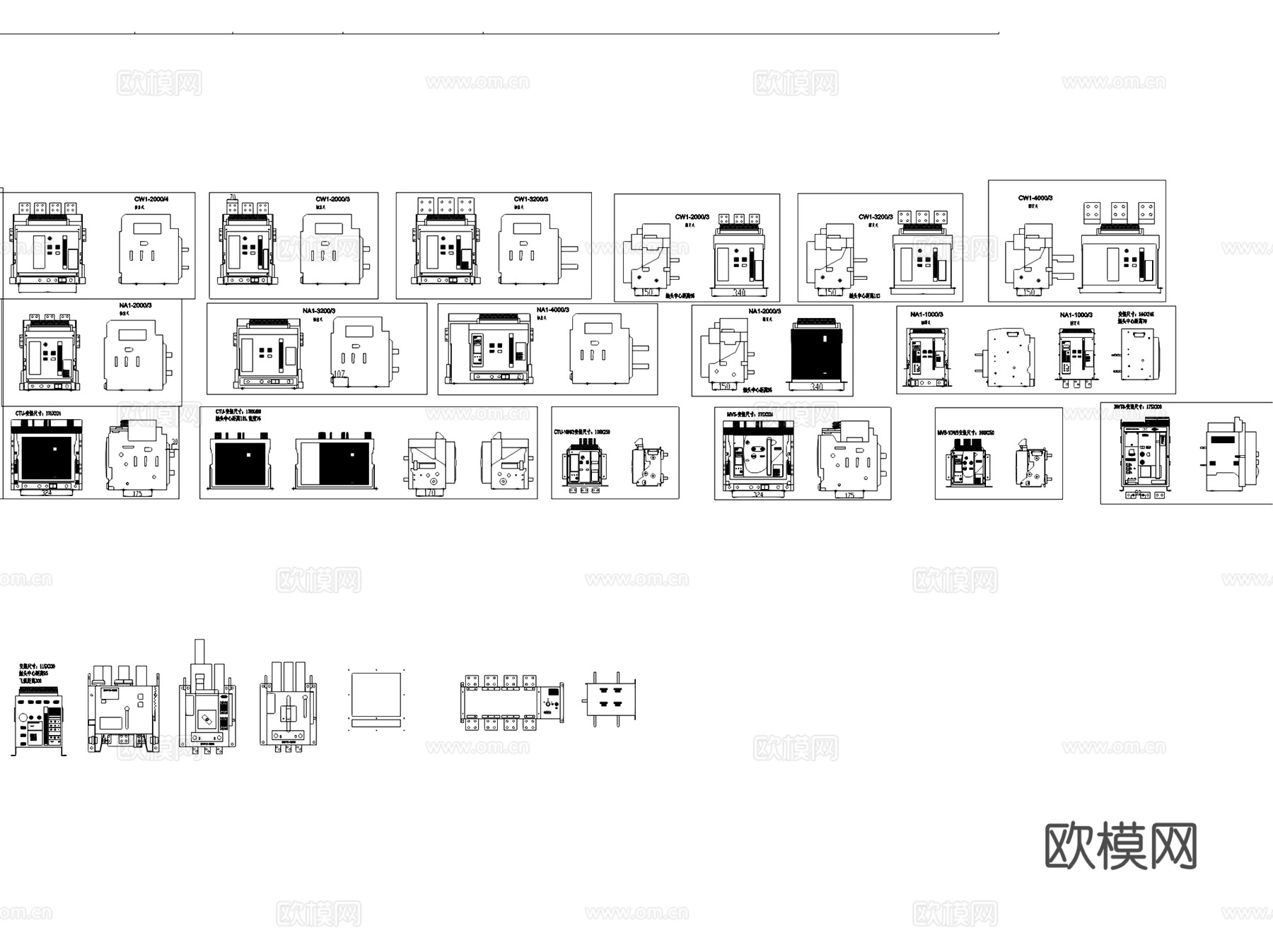 正泰电气模块元件断路器继电器开关等CAD施工图集cad施工图