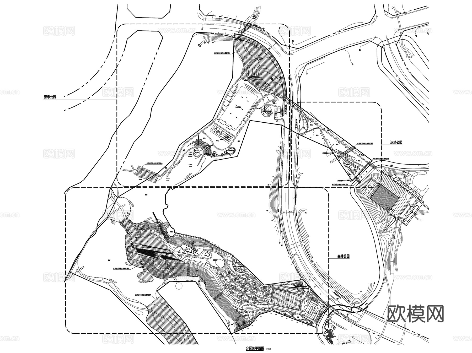 成都麓湖绿地公园全域景观规划设计CAD施工图全套cad施工图