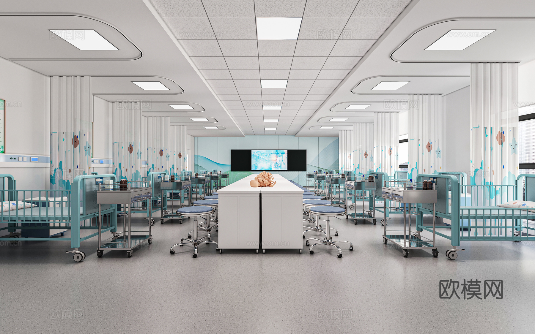 现代儿童模拟病房3d模型下载