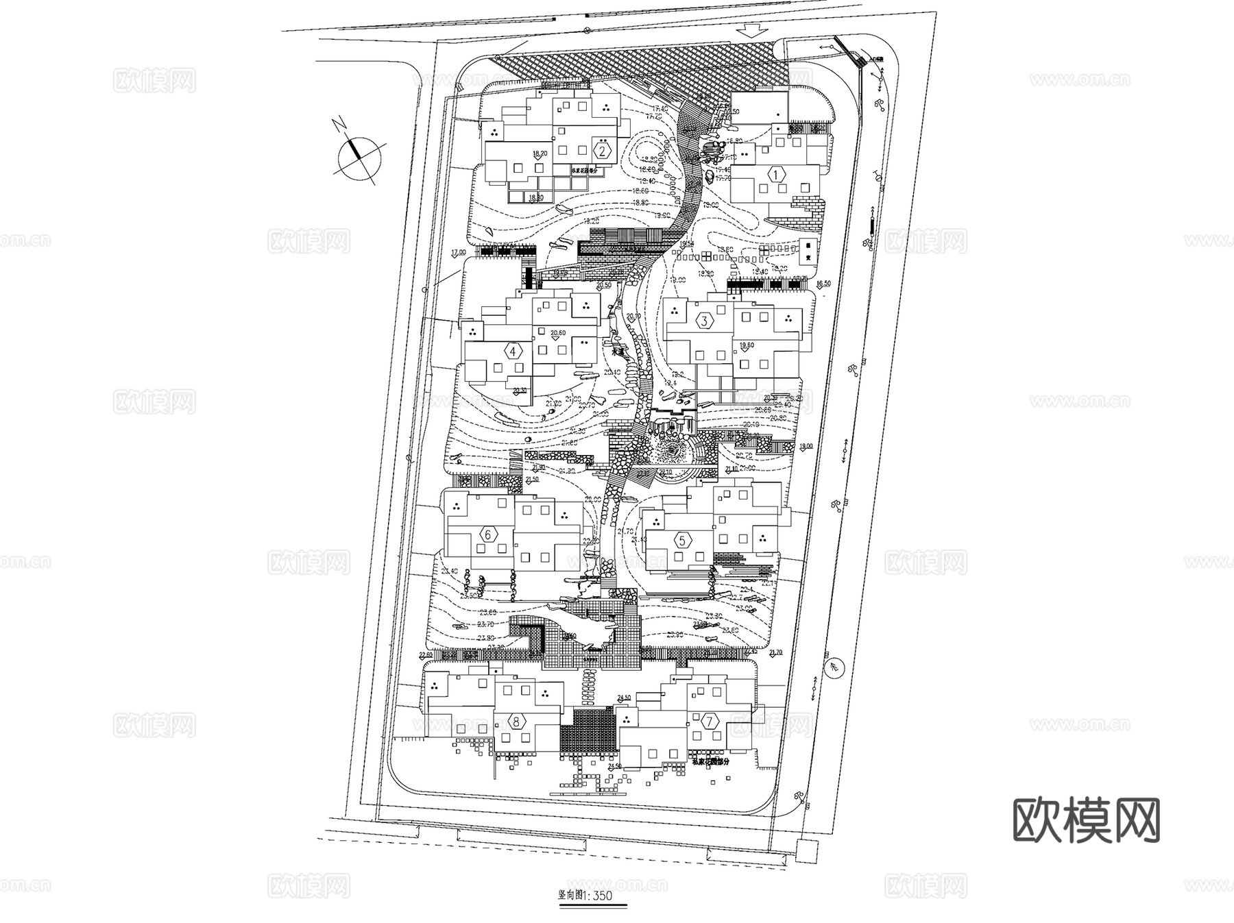 园林景观竖向高差地形平立剖CAD施工图集 47套cad施工图