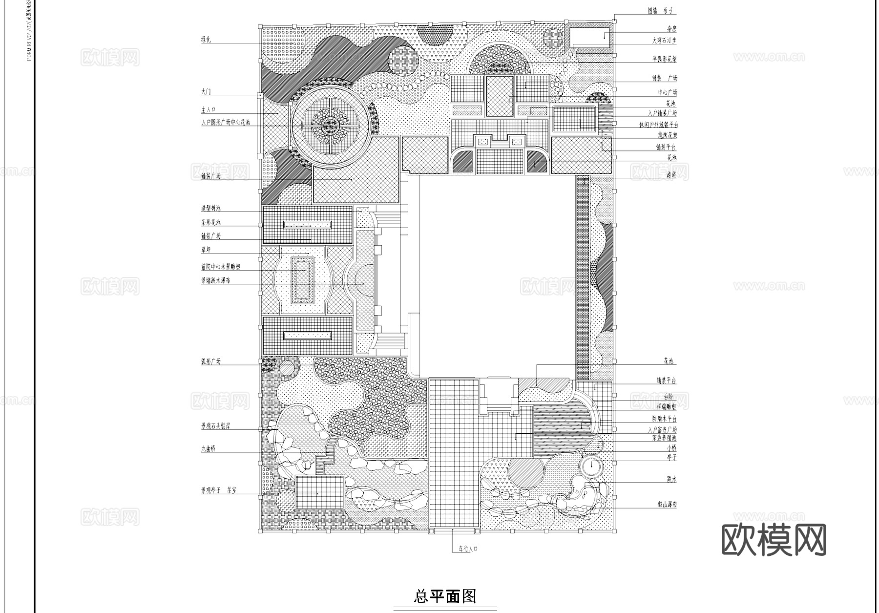 别墅花园庭院景观设计整套CAD施工图集 13套cad施工图