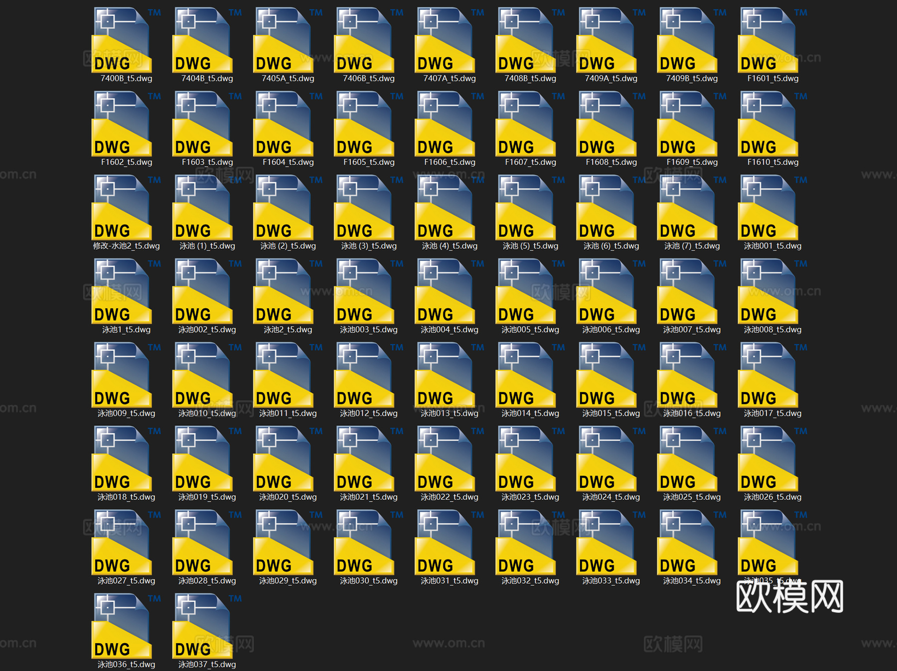 园林室外游泳池水池景观CAD施工图集 50套cad施工图