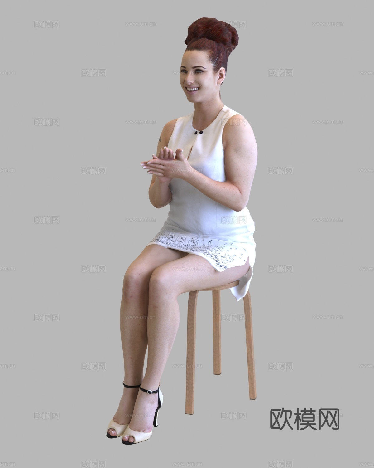 现代人物 三维人物 坐姿女人su模型