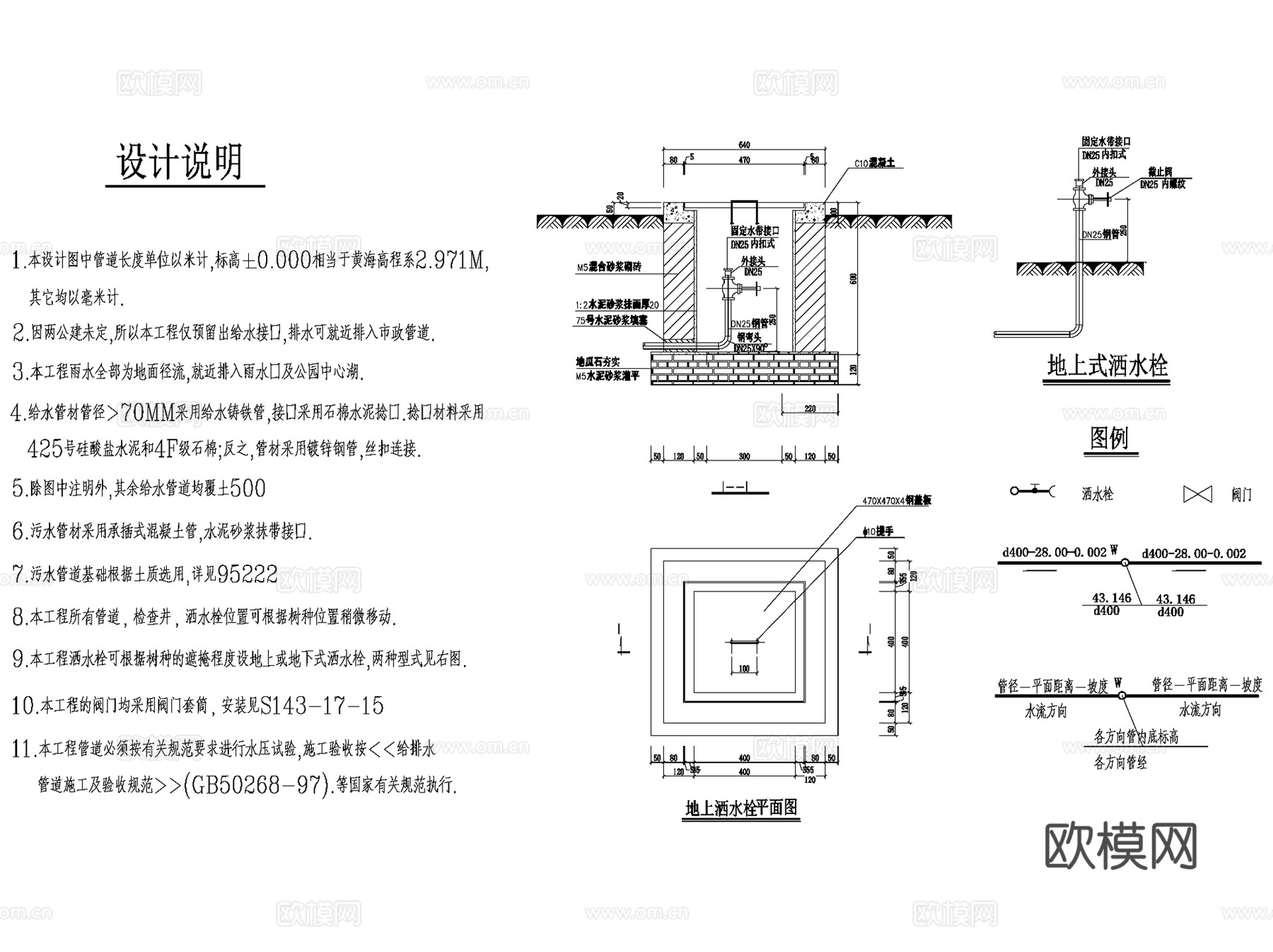 园林景观绿化灌溉排水系统CAD施工图集 9套cad施工图