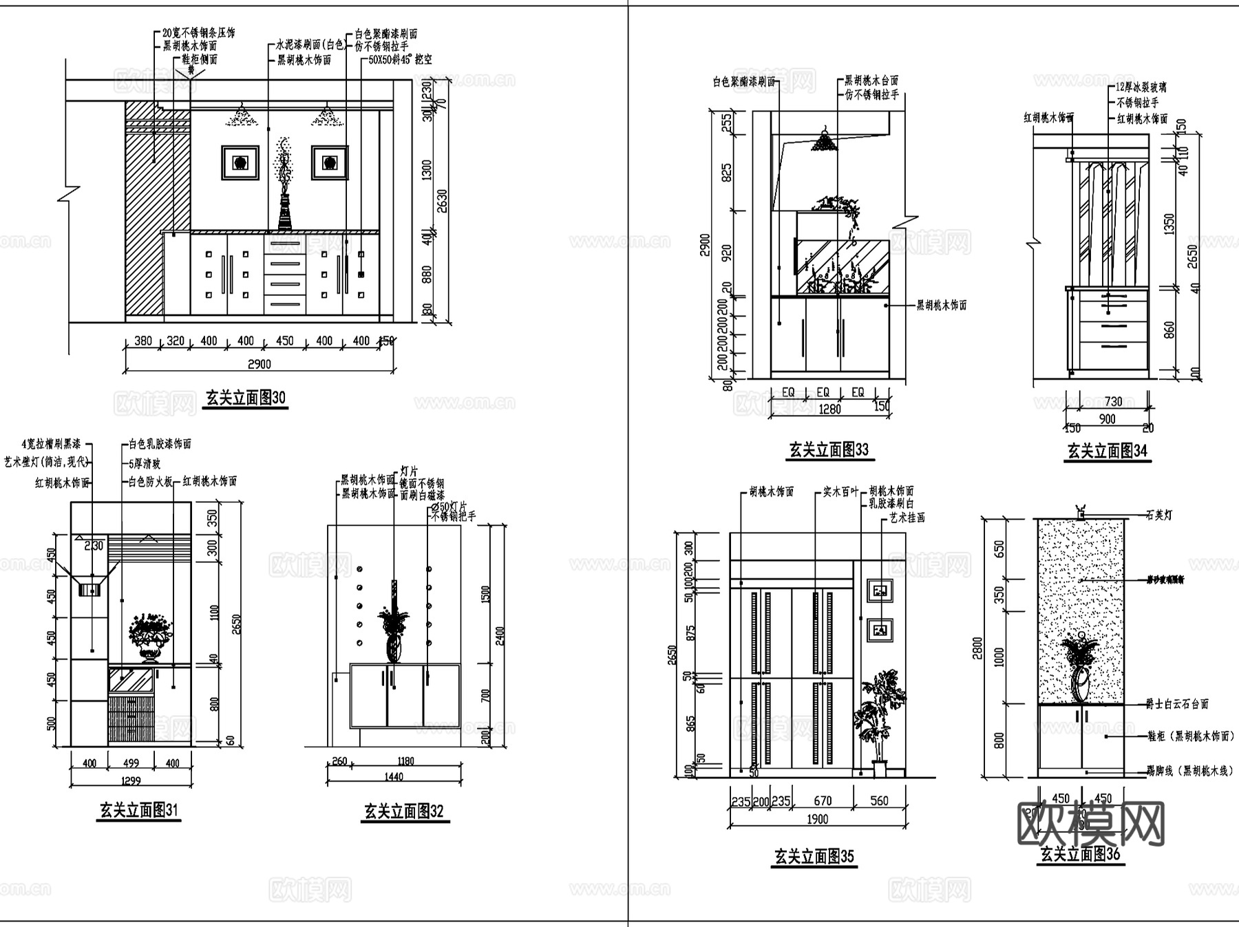 玄关隔断室内装饰节点大样CAD施工图集 160套cad施工图