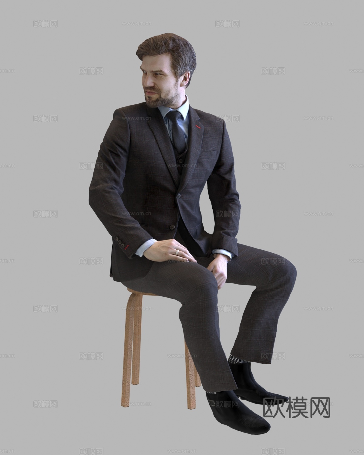 现代人物 三维人物 坐姿男人su模型