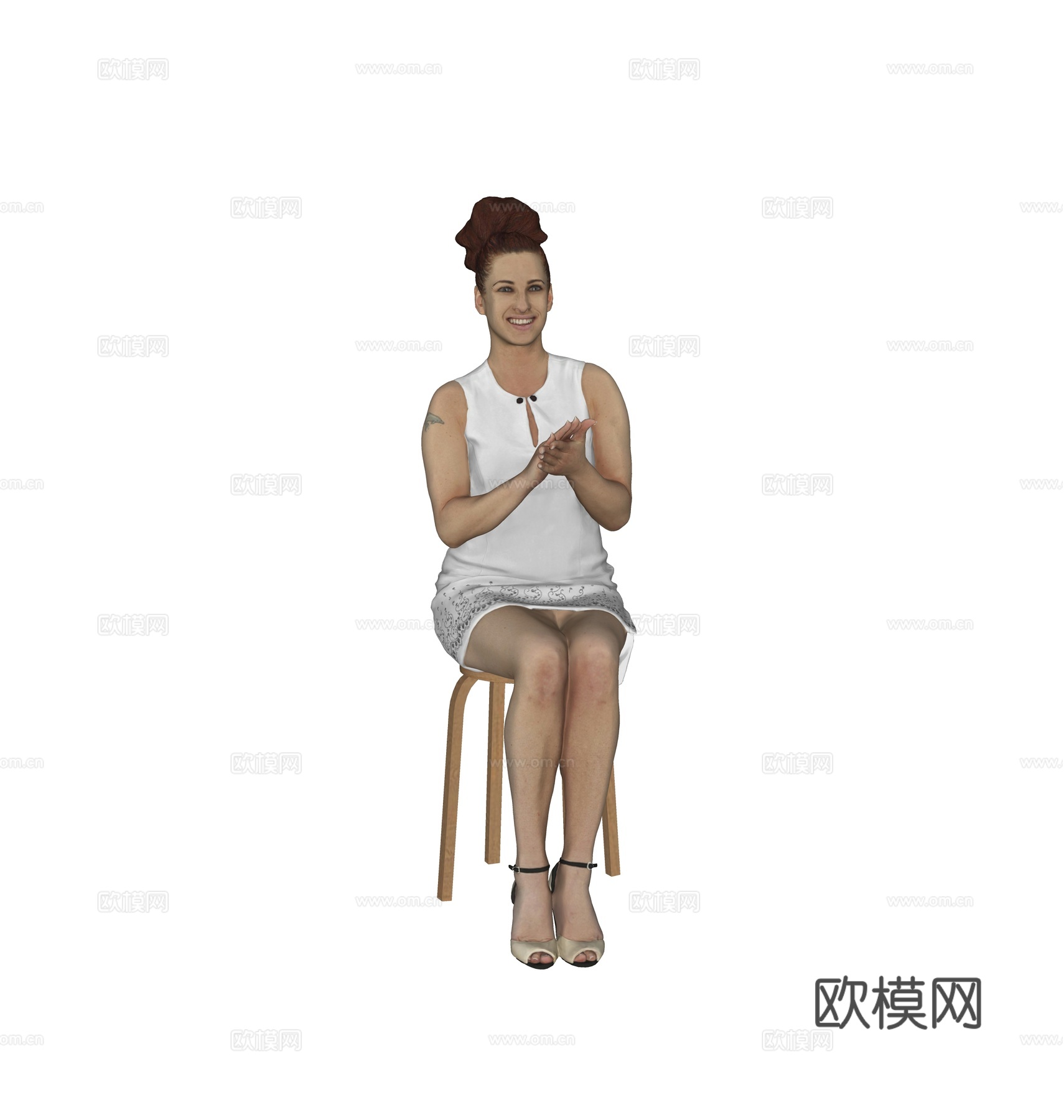 现代人物 三维人物 坐姿女人su模型