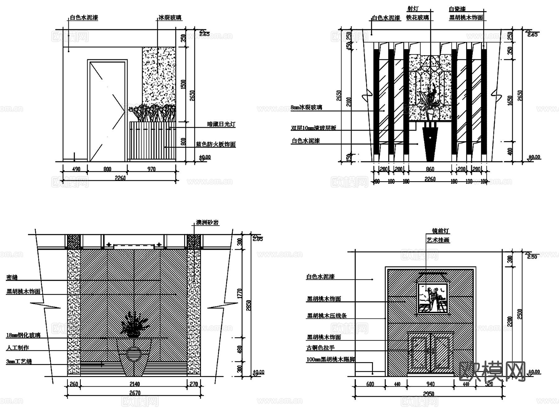 玄关隔断室内装饰节点大样CAD施工图集 160套cad施工图