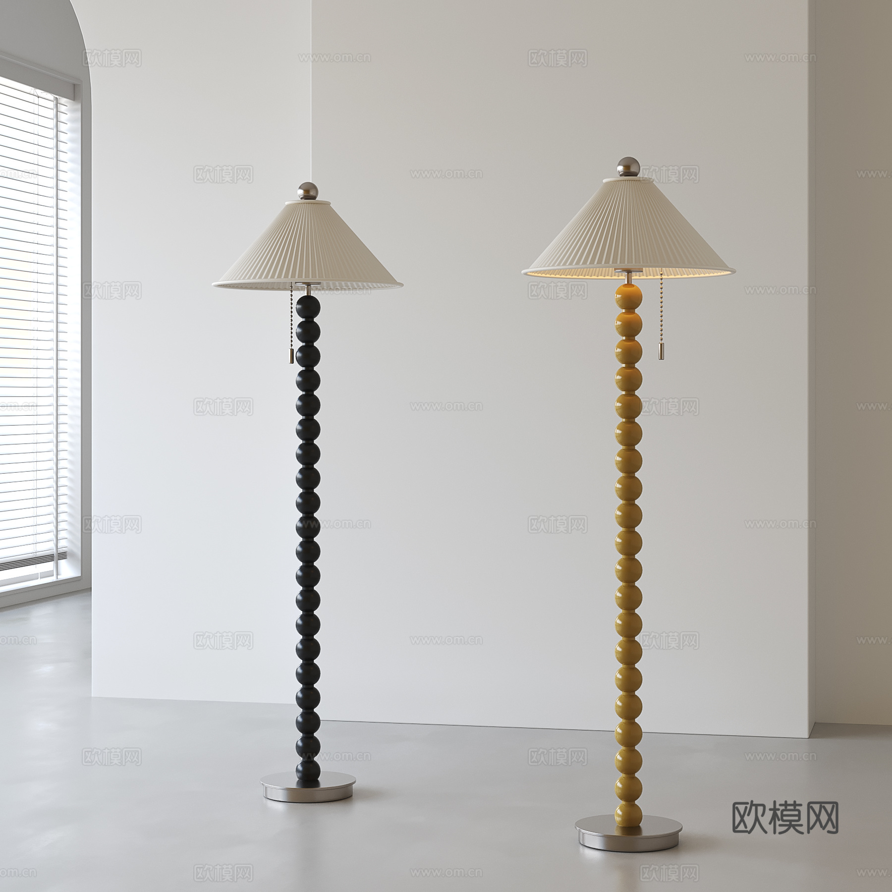 中古实木落地灯su模型