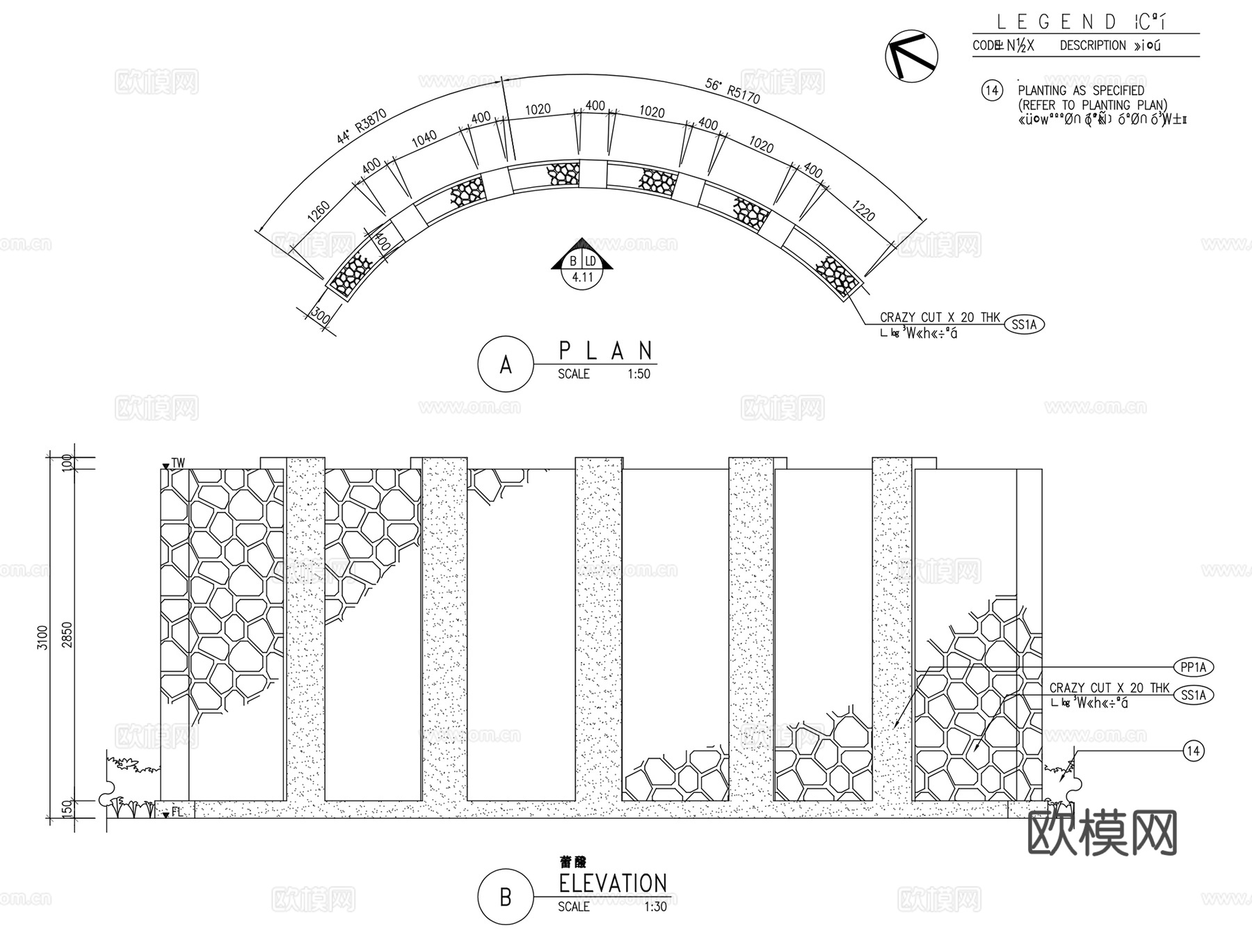 园林景观特色景墙CAD施工图集 30套cad施工图