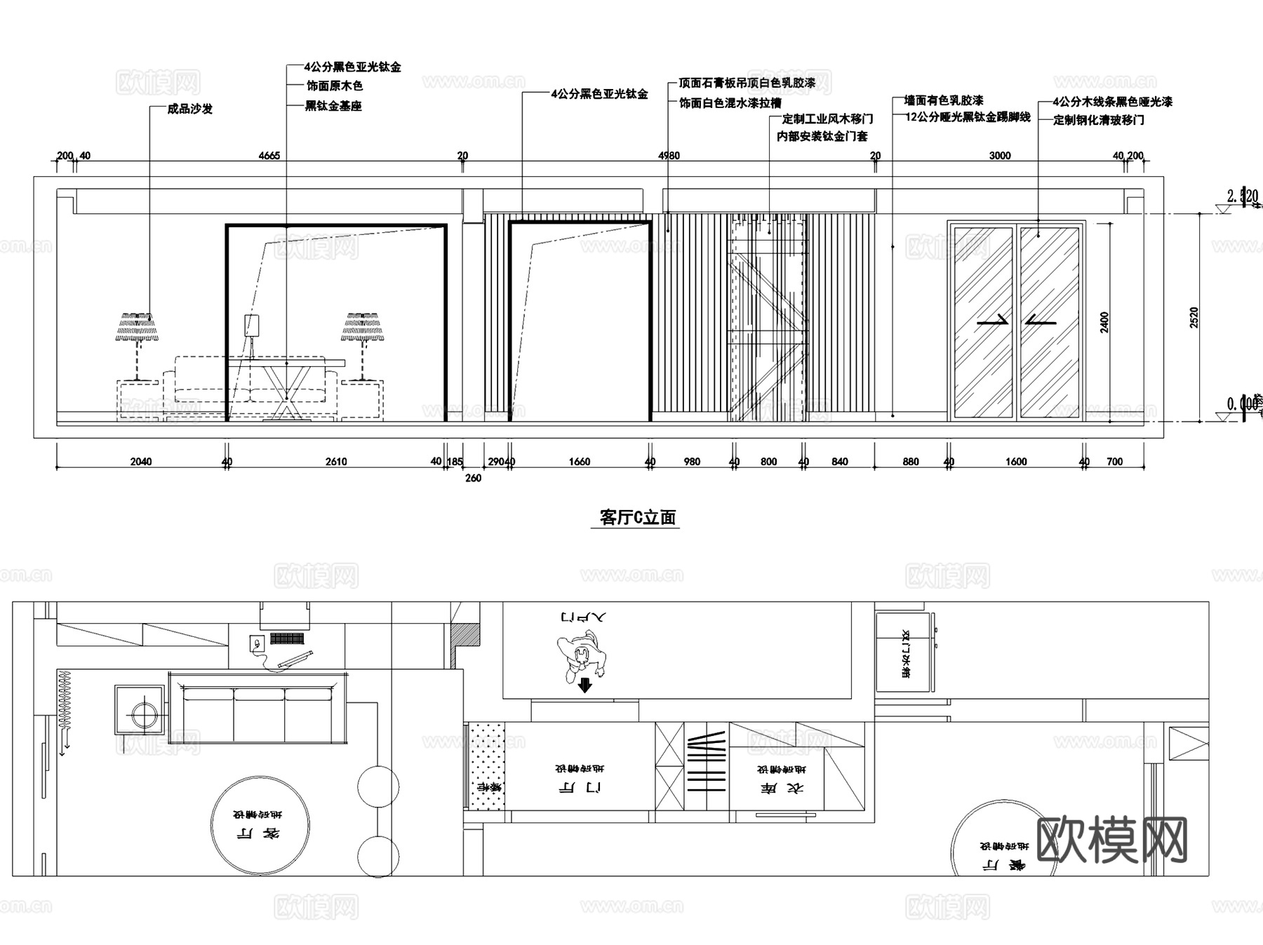 御河湾住宅室内家装CAD施工图全套cad施工图