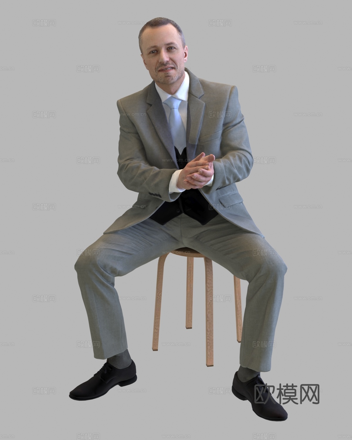 现代人物 三维人物 坐姿男人su模型
