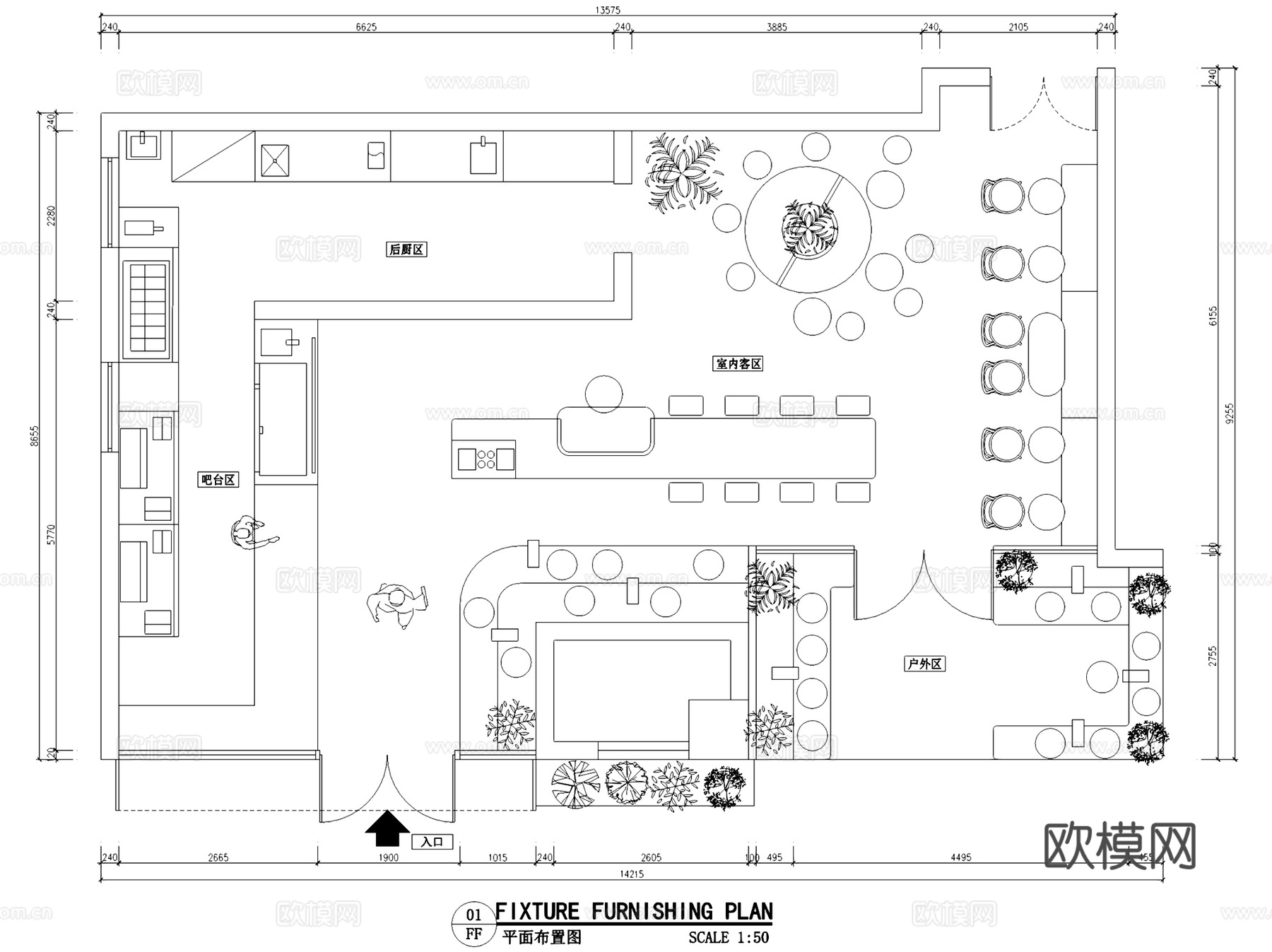 茶饮奶茶咖啡厅室内工装平面CAD施工图集 30套cad施工图