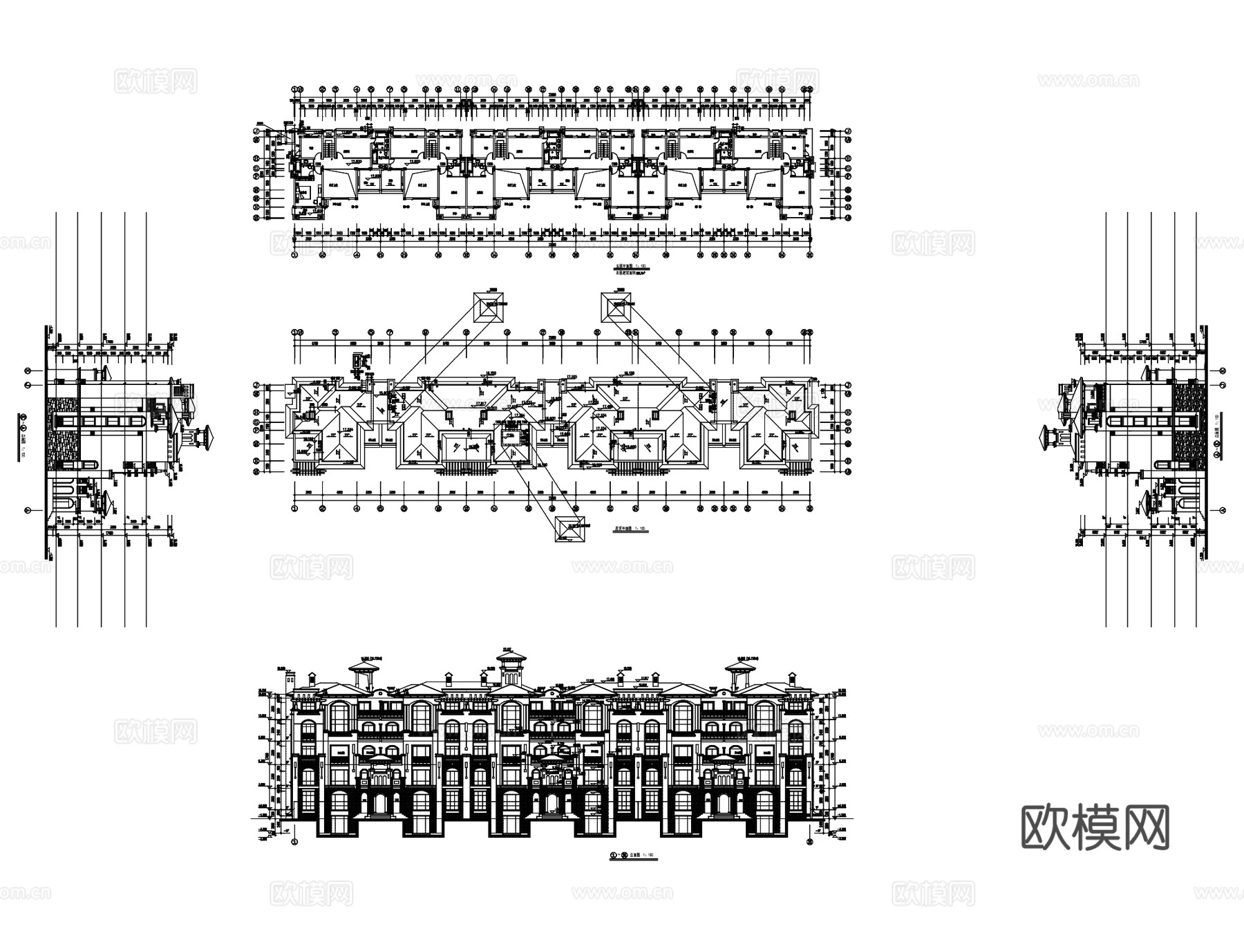洋房多层高层公寓平层住宅建筑户型图CAD施工图集 40套cad施工图