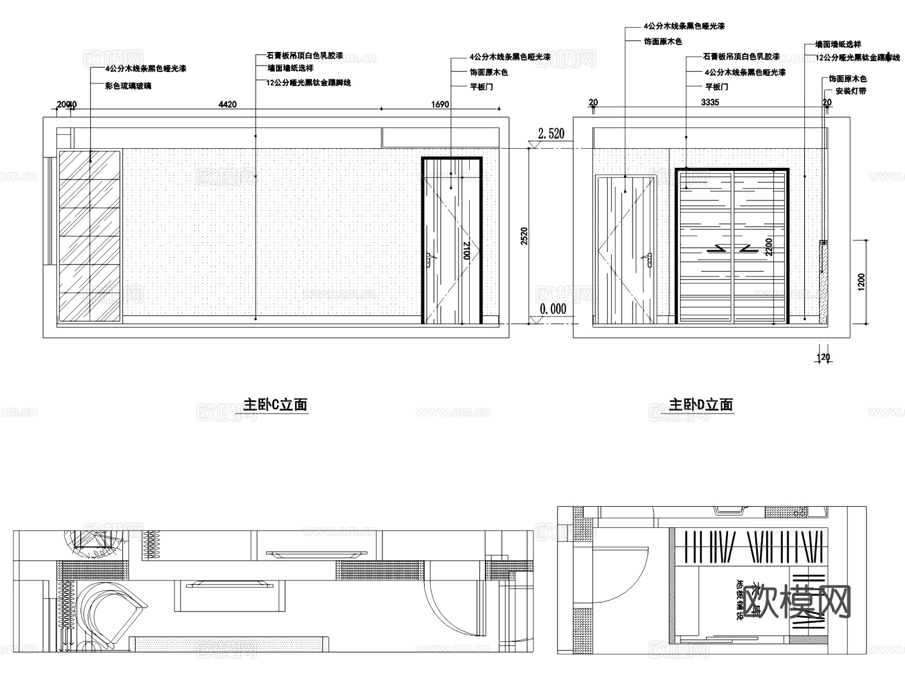 御河湾住宅室内家装CAD施工图全套cad施工图