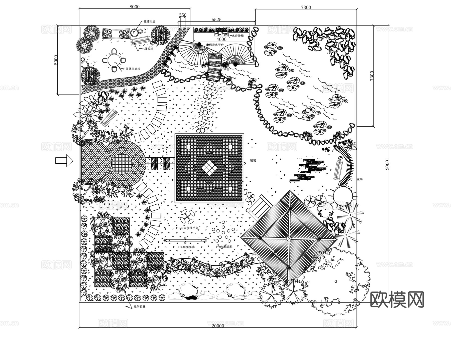 别墅庭院私家花园景观绿化设计CAD施工图集 50套cad施工图