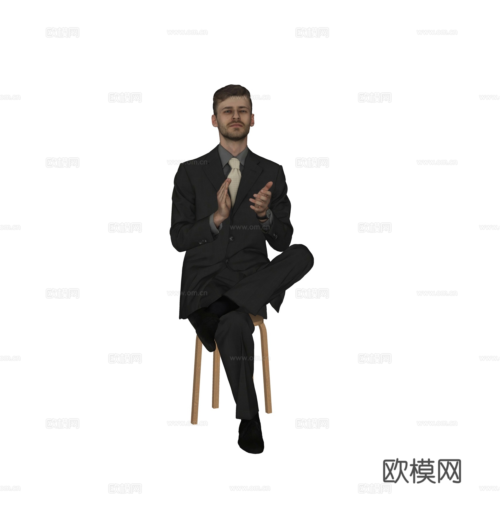 现代人物 三维人物 坐姿男人su模型