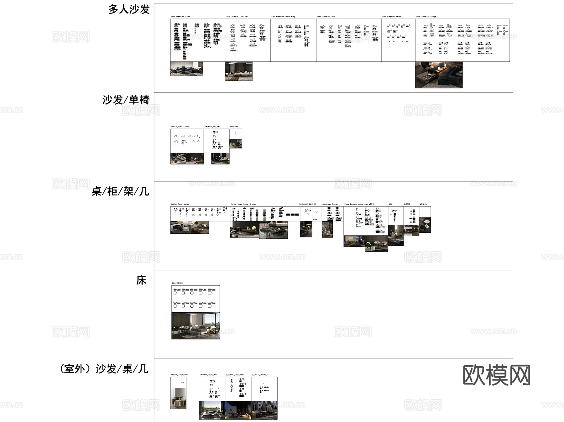 意大利品牌室内装饰家具图块合集CAD施工图库cad施工图