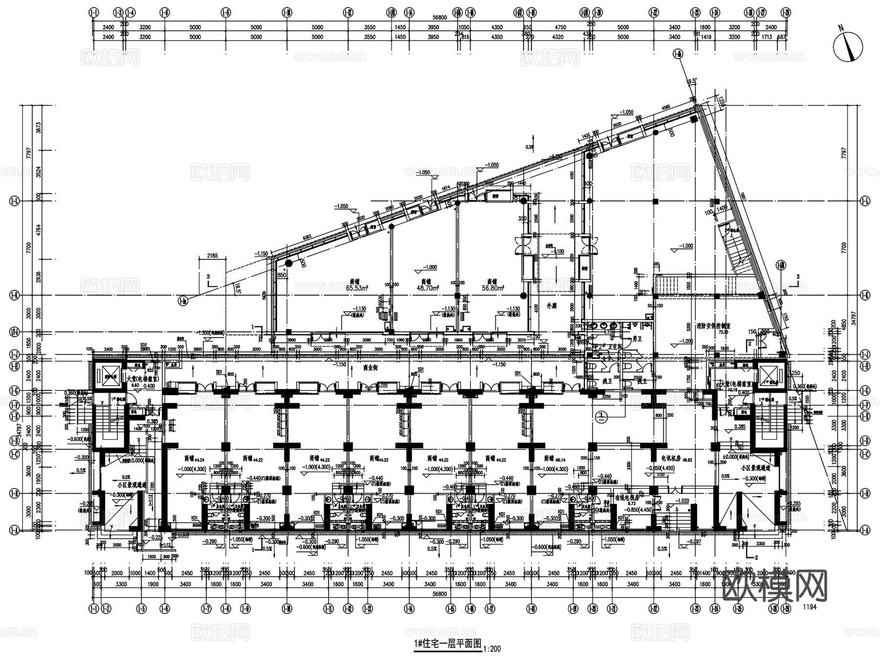 洋房多层高层公寓平层住宅建筑户型图CAD施工图集 40套cad施工图