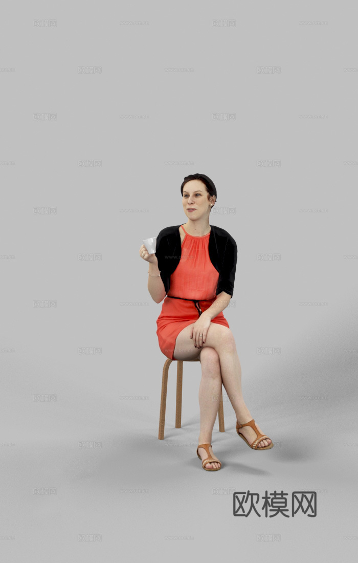 现代人物 三维人物 坐姿女人su模型