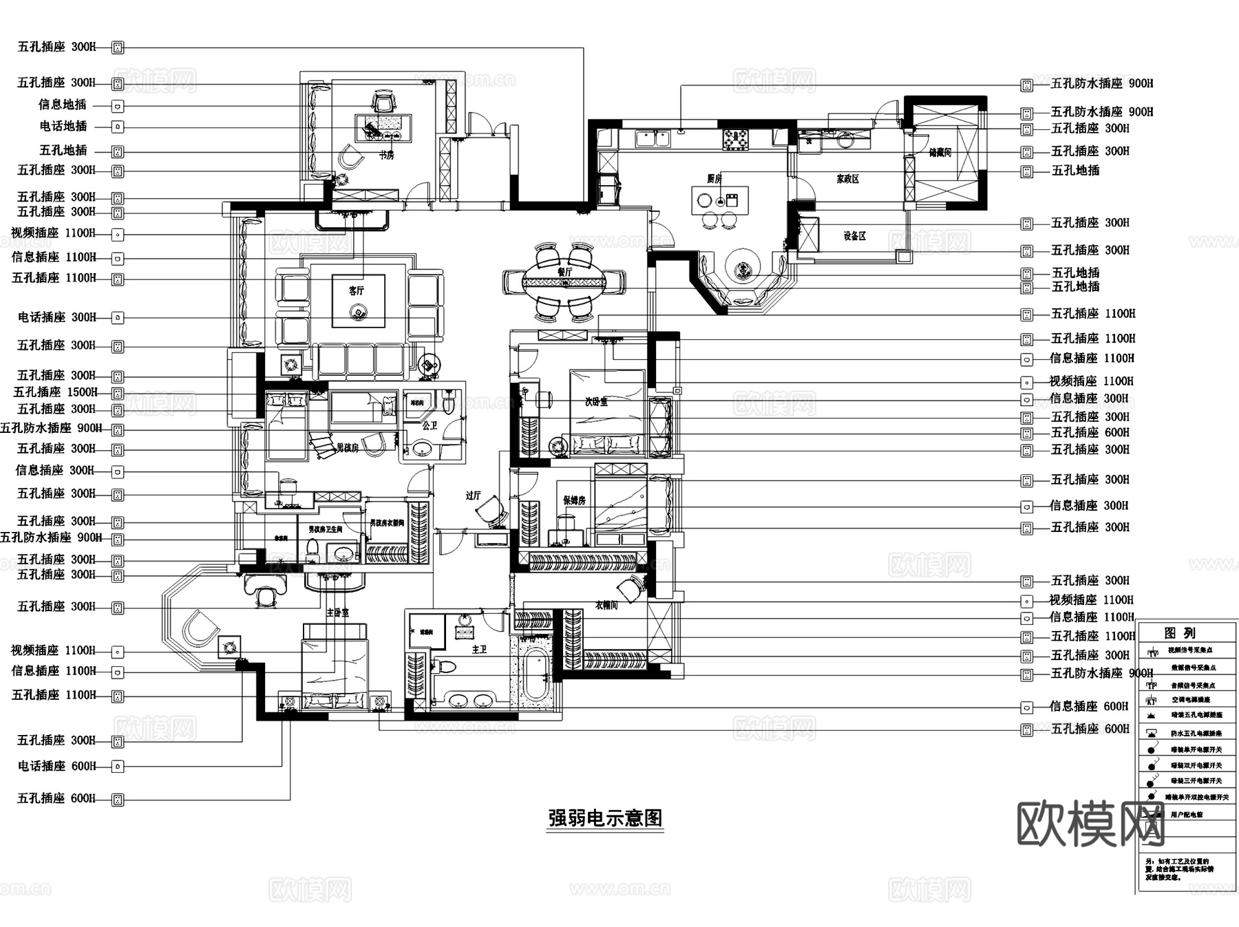 中海成都城南一号新古典住宅室内装饰CAD施工图全套cad施工图