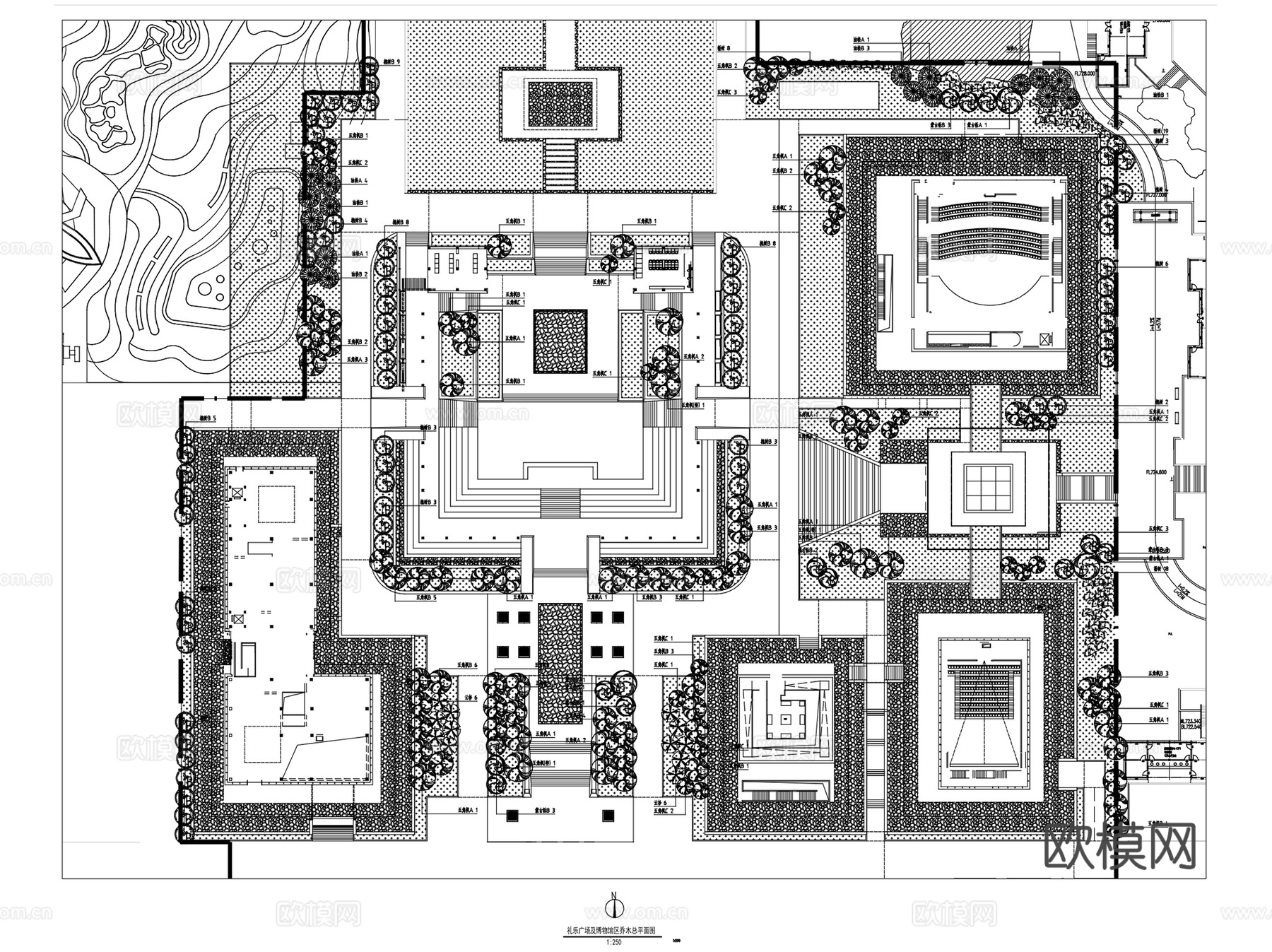 园林景观绿化种植布置平面图CAD施工图集 7套cad施工图