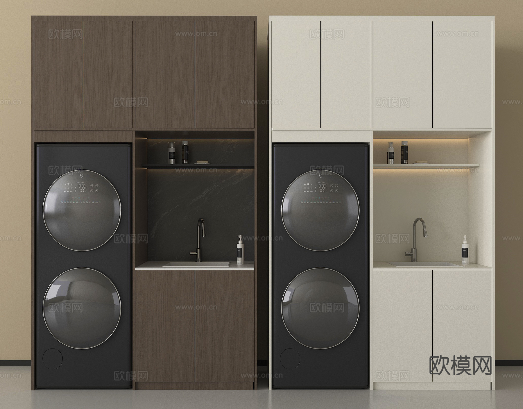 现代洗衣机柜  洗衣机烘干机  阳台柜卫浴用品3d模型下载