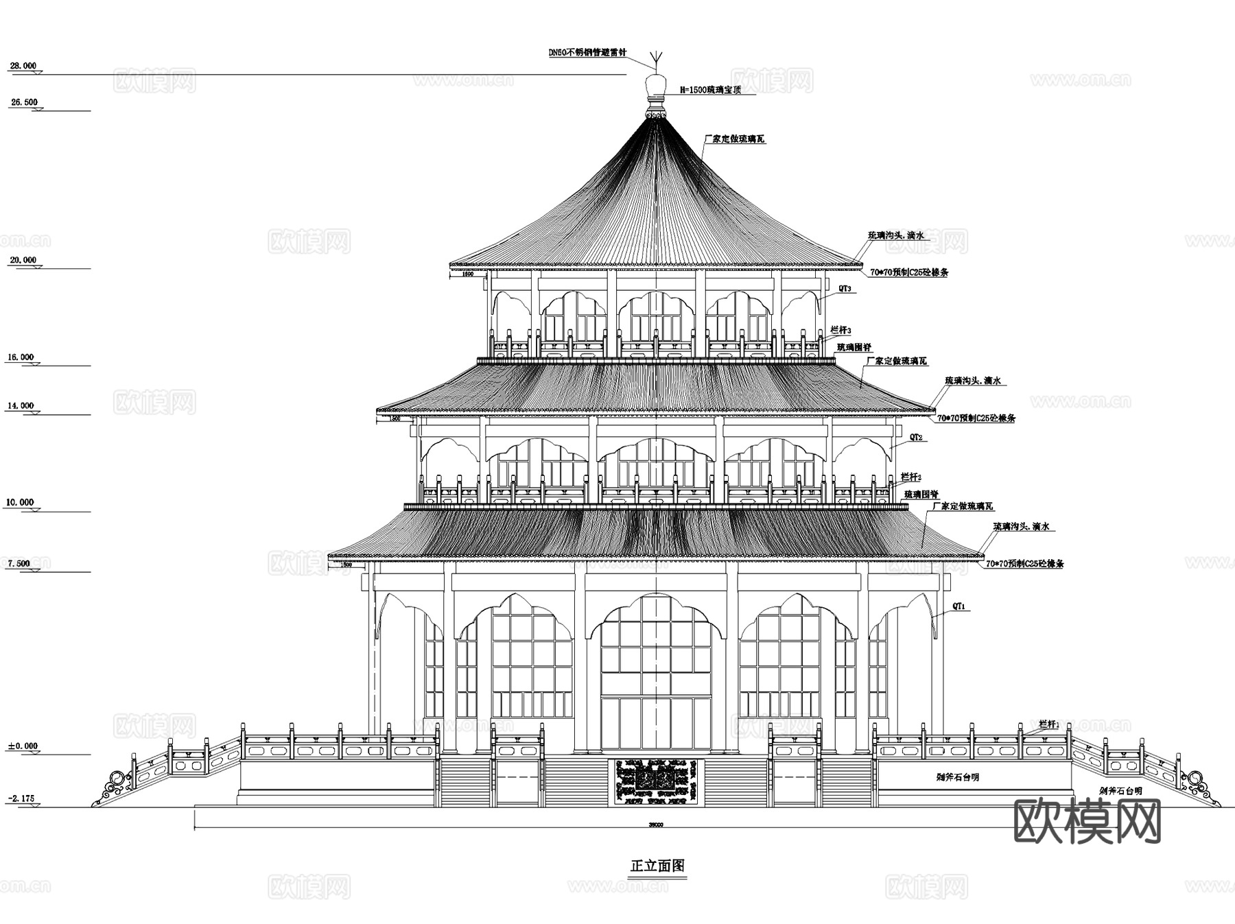 园林景观古建塔佛塔塔楼建筑CAD施工图集 12套cad施工图