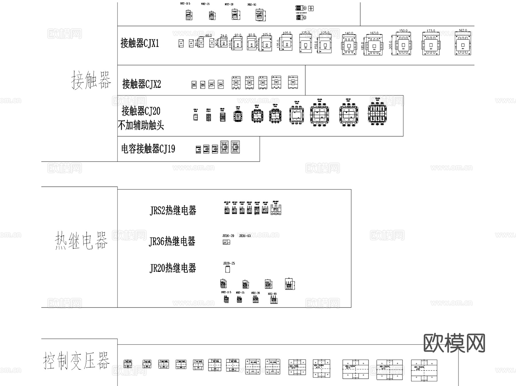 正泰电气模块元件断路器继电器开关等CAD施工图集cad施工图