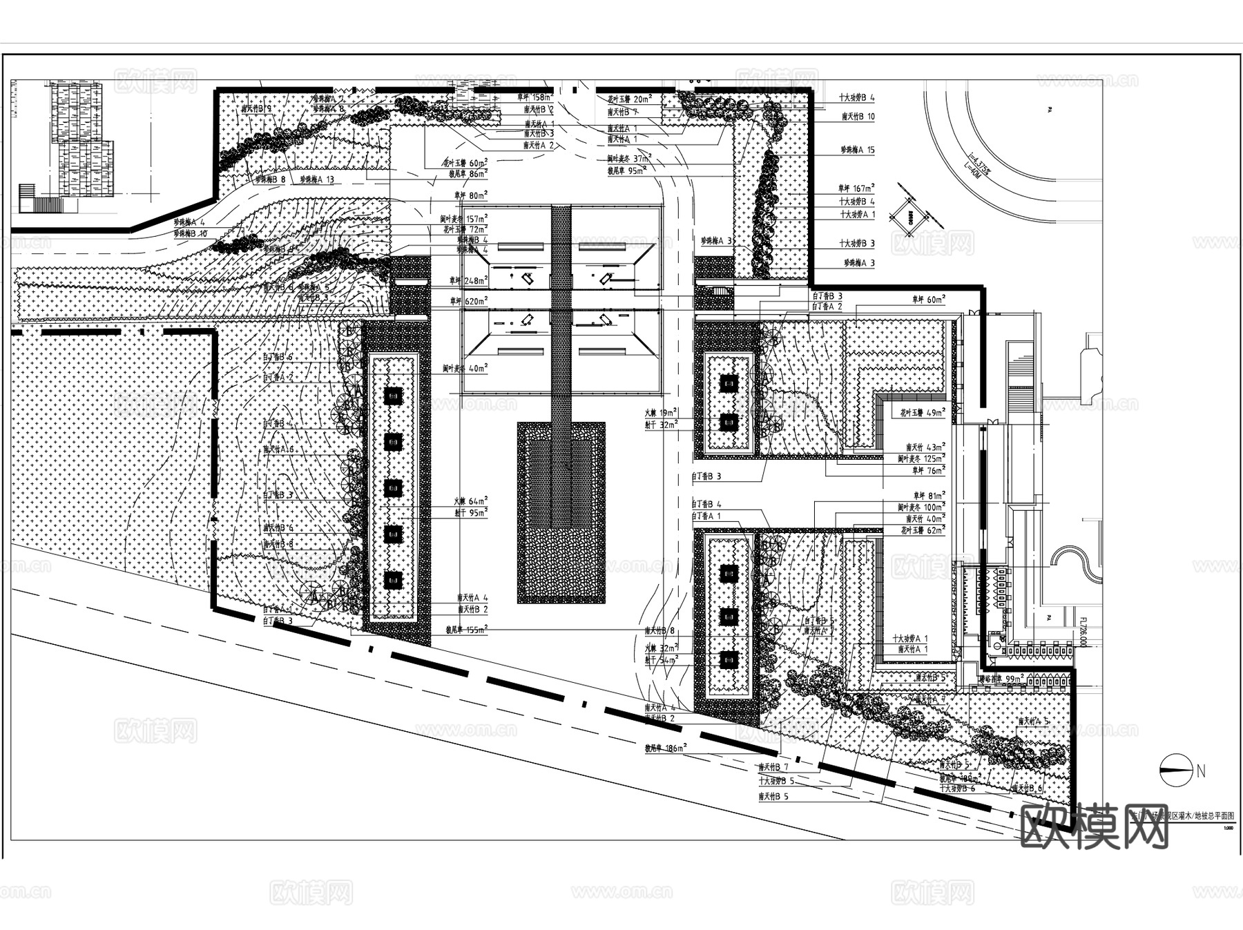 园林景观绿化种植布置平面图CAD施工图集 7套cad施工图