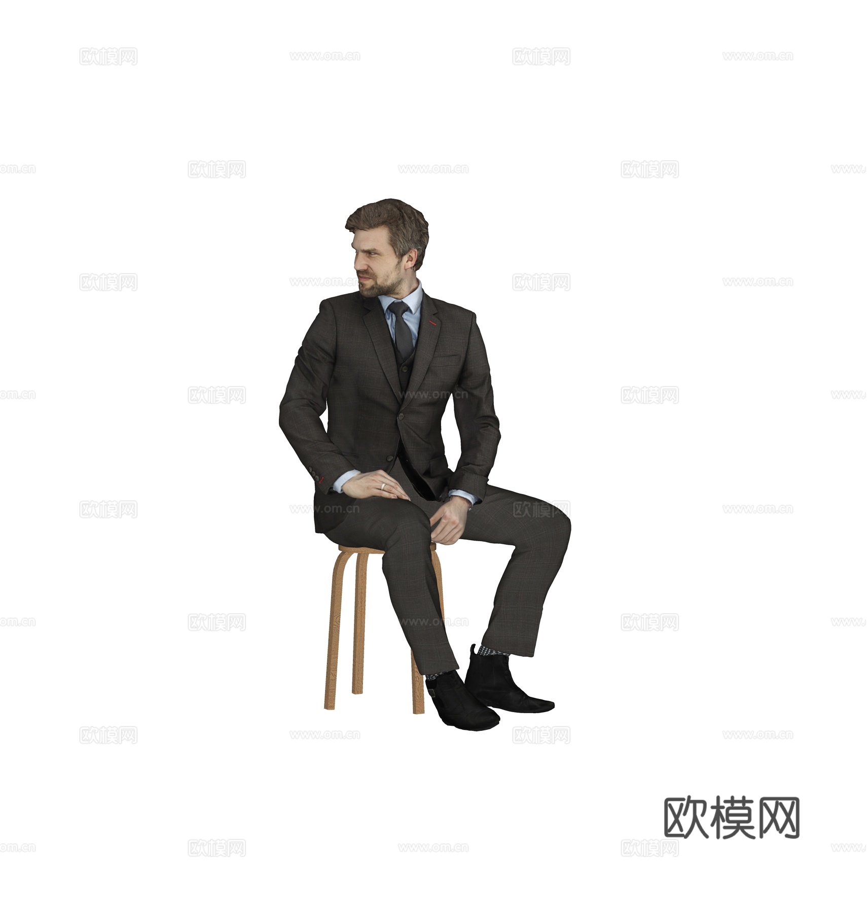 现代人物 三维人物 坐姿男人su模型