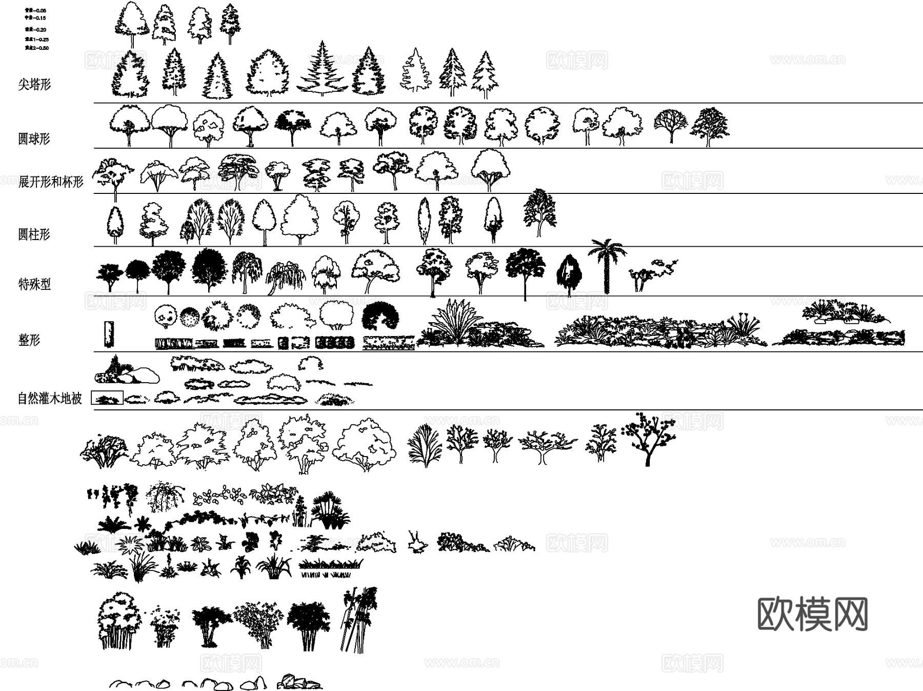 植物平立面图块图例CAD施工图集 25套cad施工图