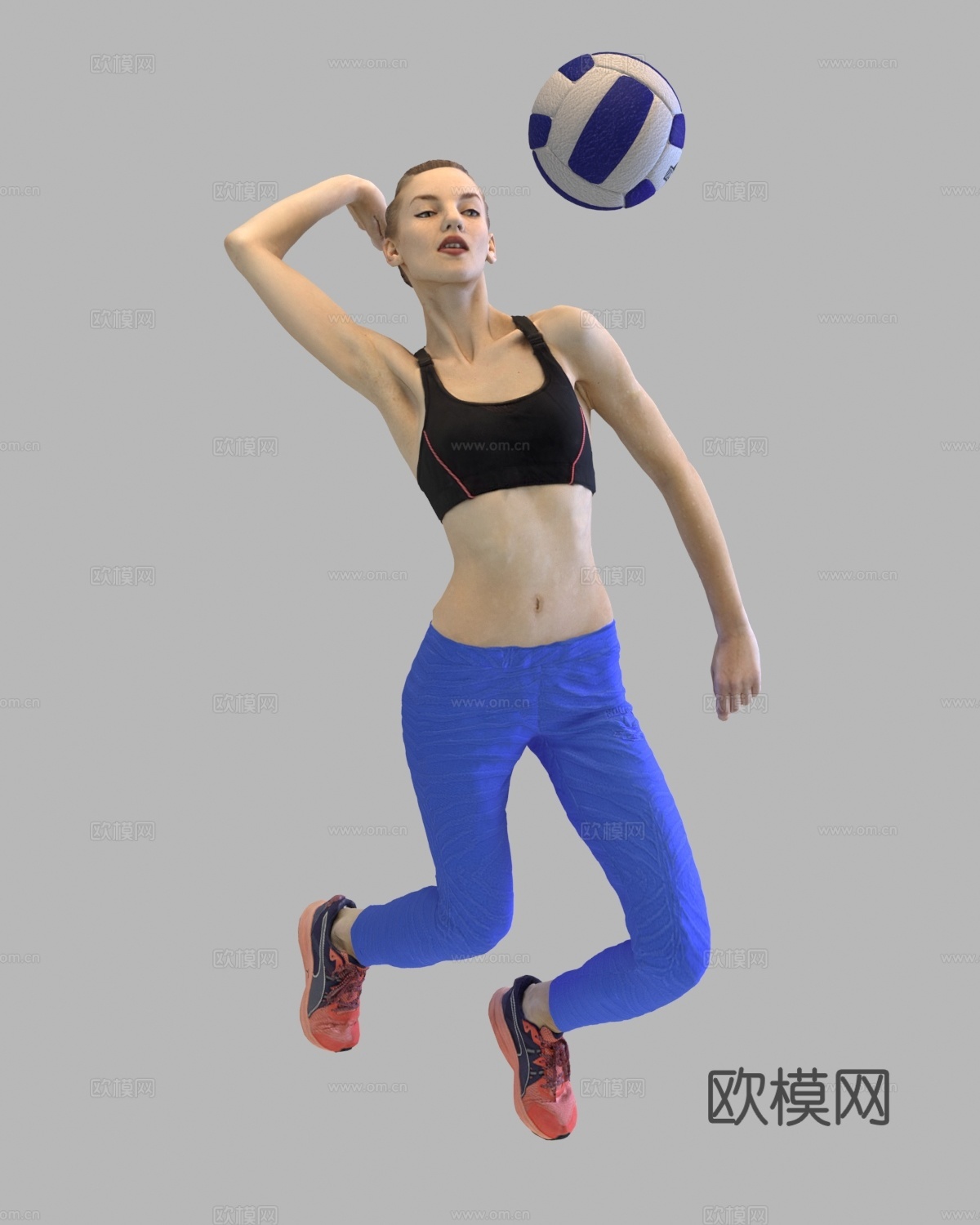 现代人物 三维人物 站姿女人 排球运动人物su模型