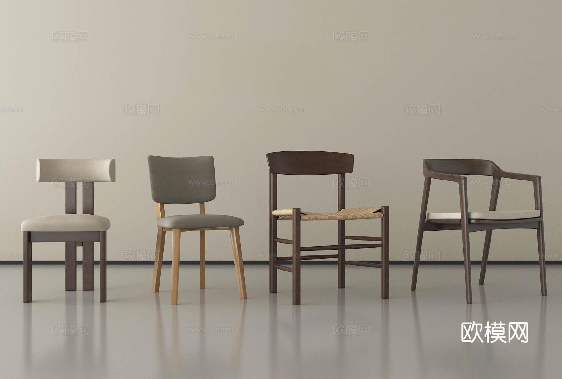 中古侘寂餐椅3d模型下载