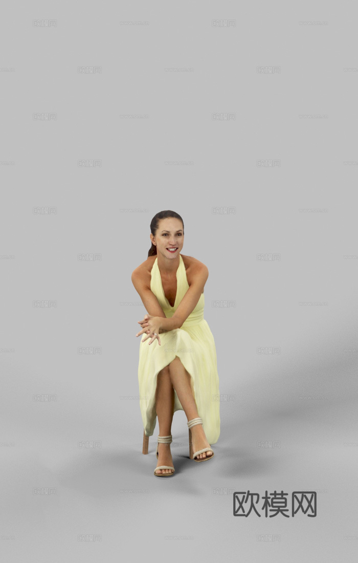 现代人物 三维人物 坐姿女人su模型
