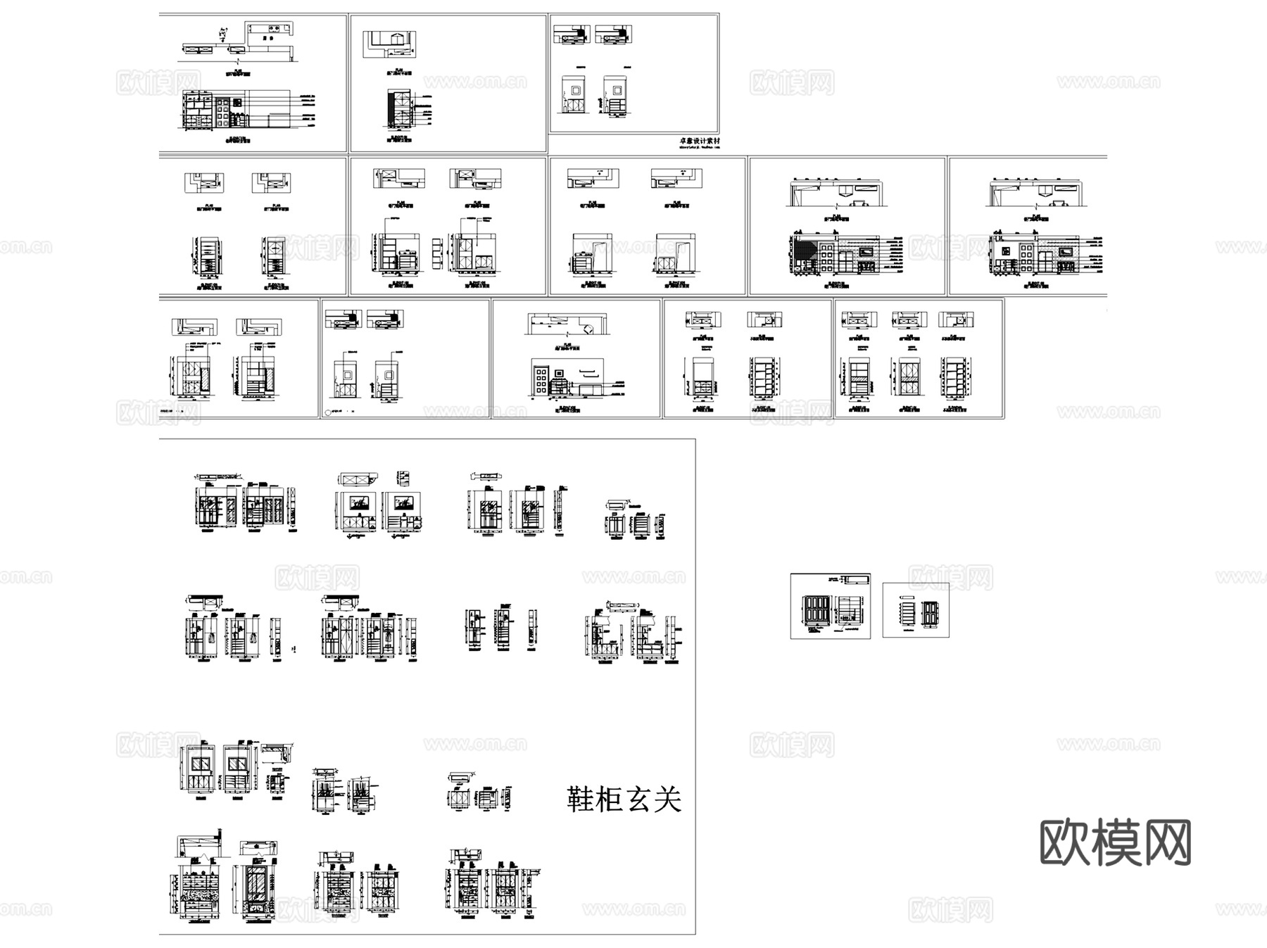 衣柜鞋柜书柜酒柜橱柜各种柜类详图CAD施工图集cad施工图