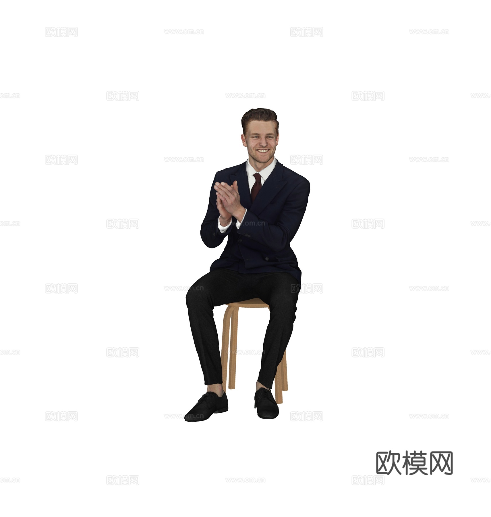 现代人物 三维人物 坐姿男人su模型