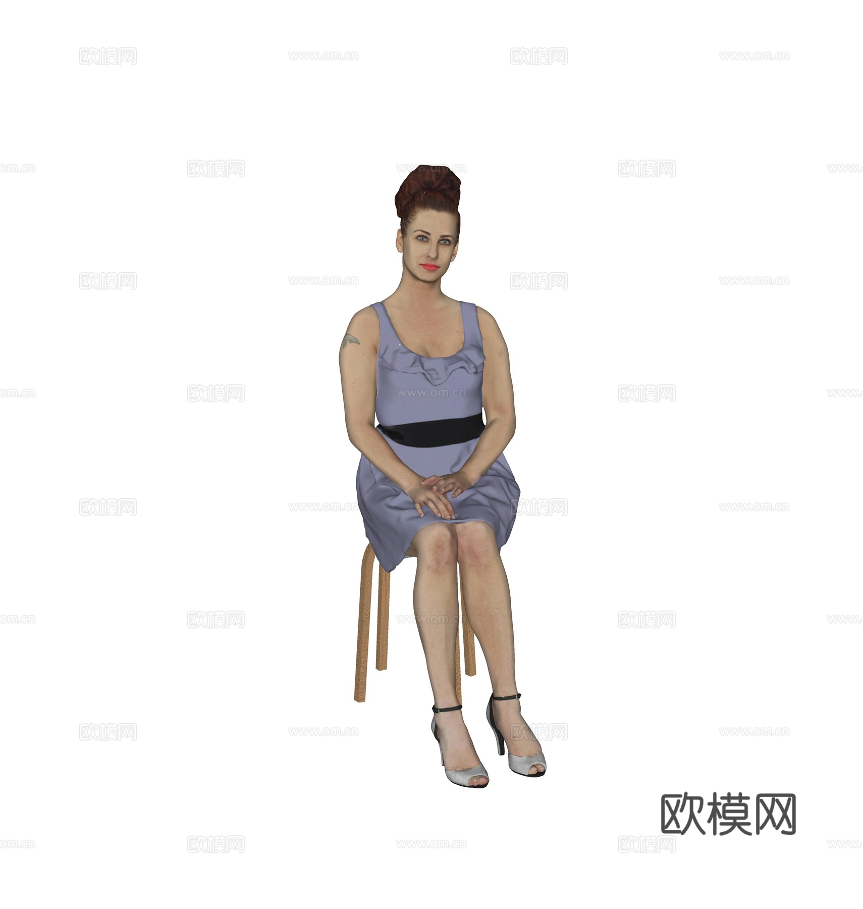 现代人物 三维人物 坐姿女人su模型