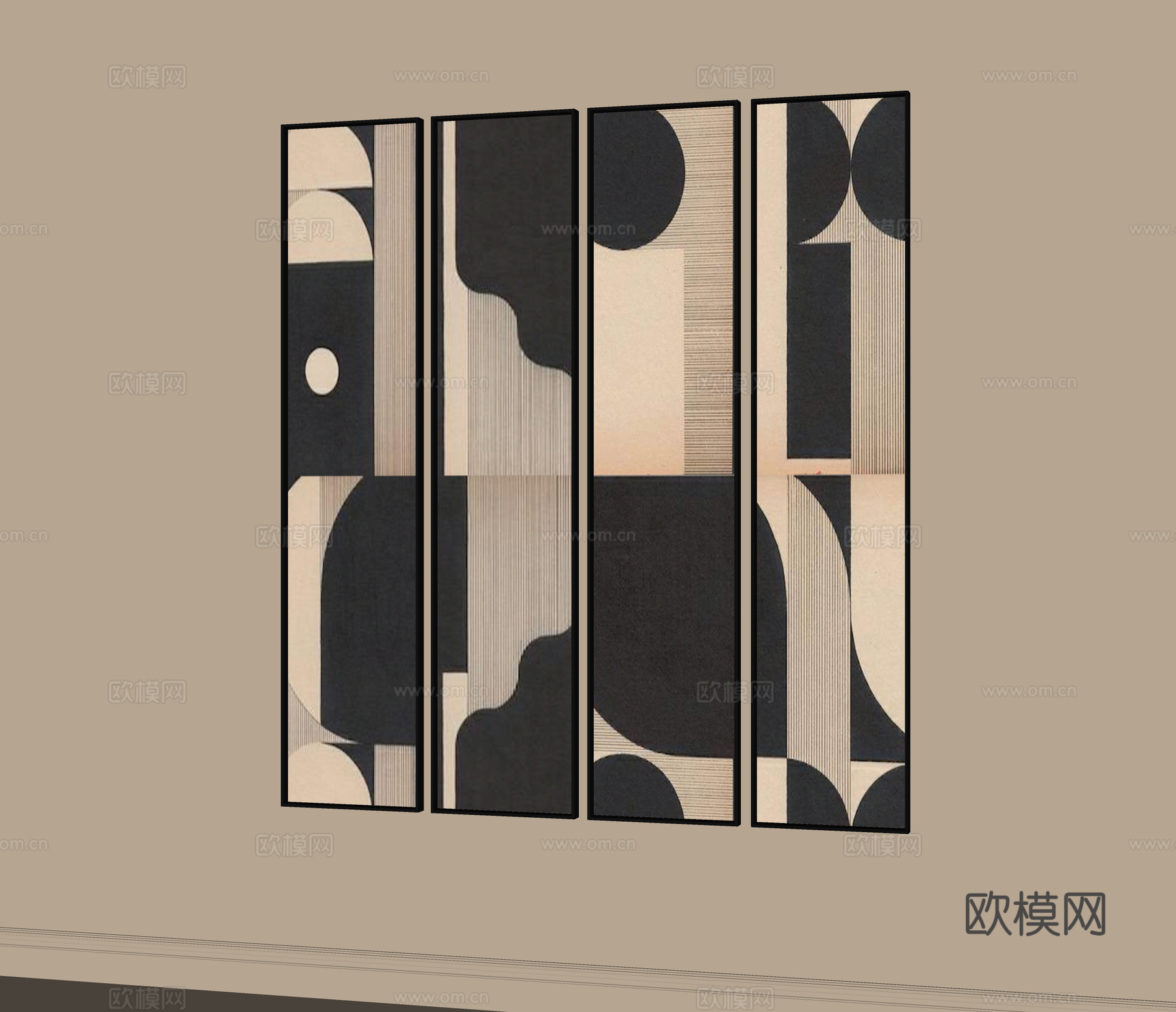 现代挂画 装饰柜 玄关挂画su模型