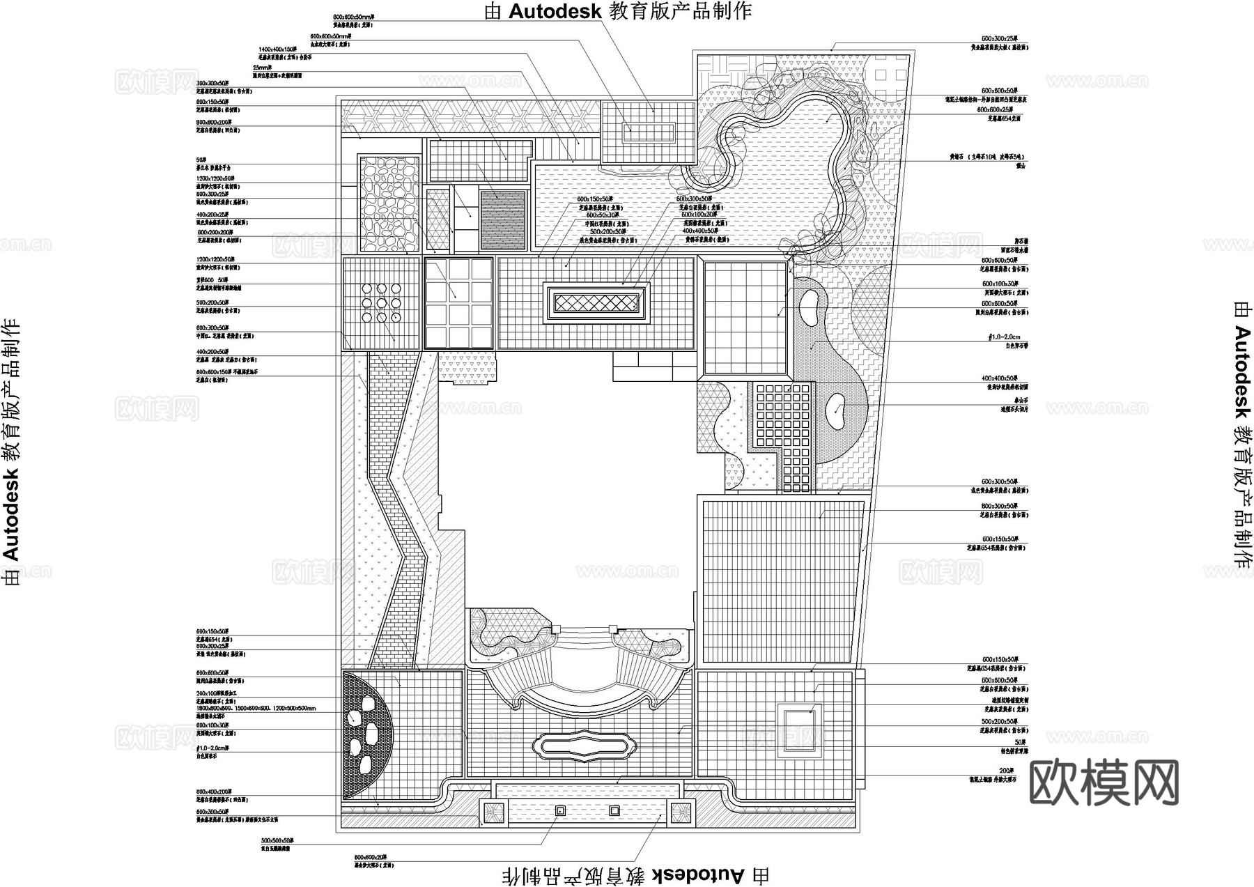 现代庭院施工图cad施工图