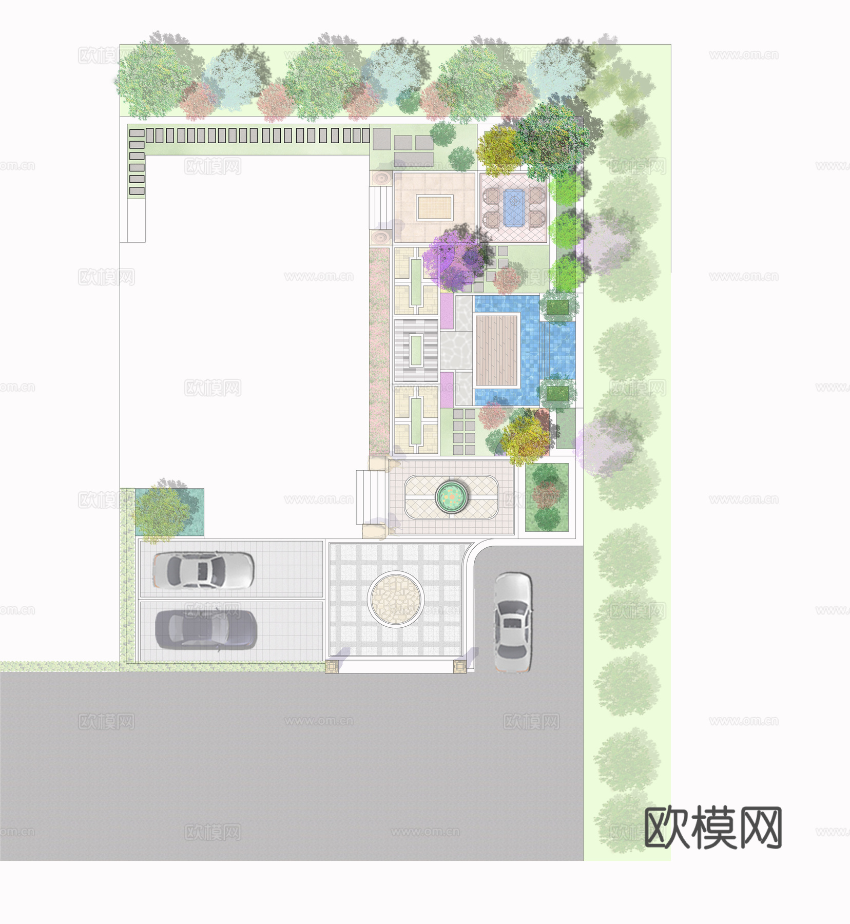 私人花园庭院CAD施工图+效果图cad施工图